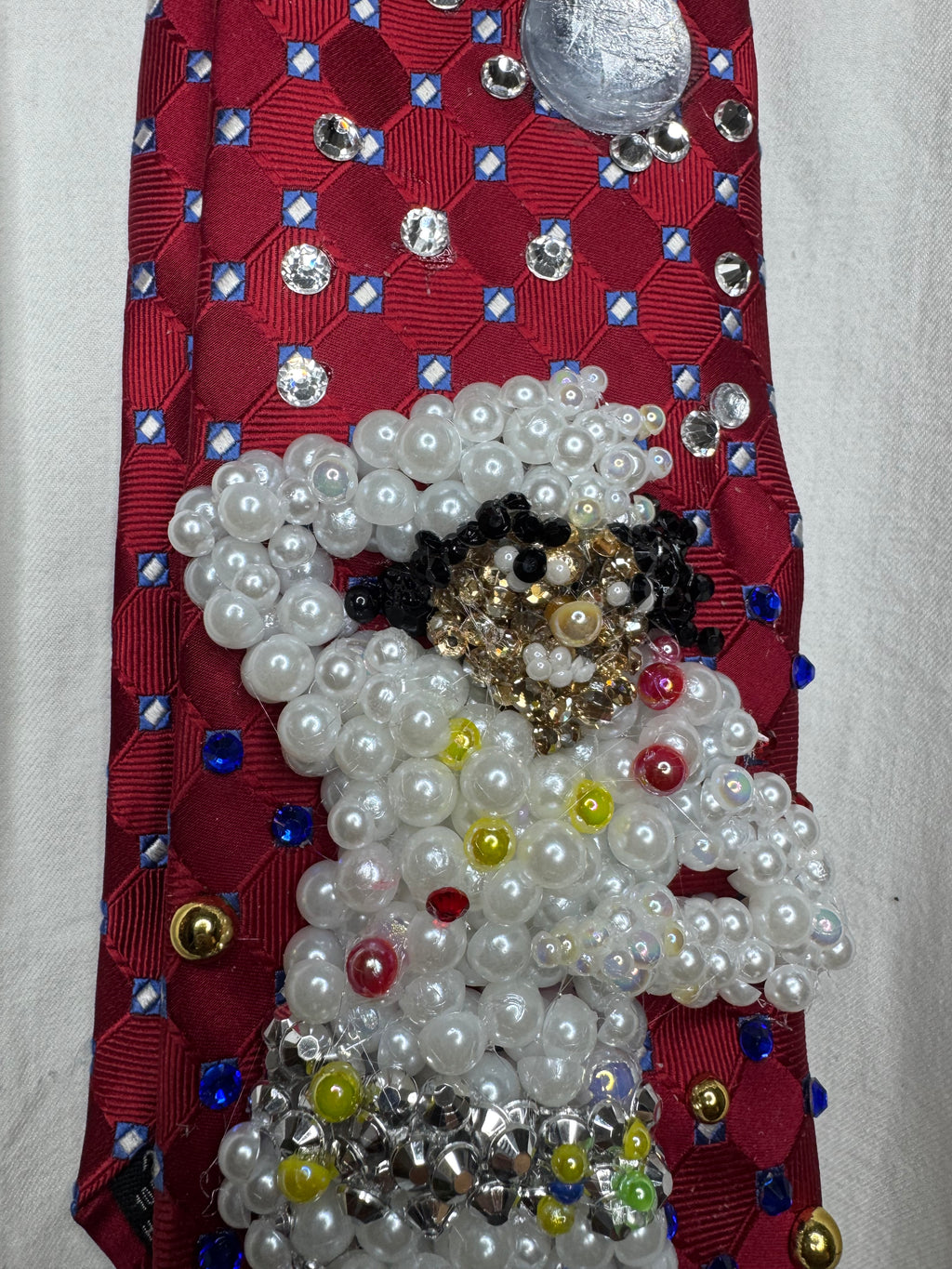 Red Michael Jackson Hitting Hand Over Head and Chest Move in Captain EO Movie Tie