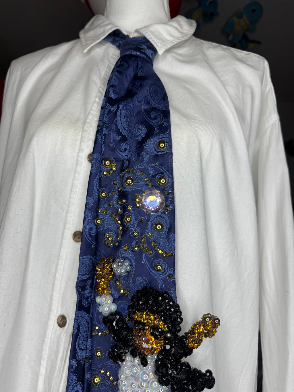 Navy Blue Paisley Michael Jackson Over Air Vent Feeling it DSTYGE Destiny Tour 1979 Tie