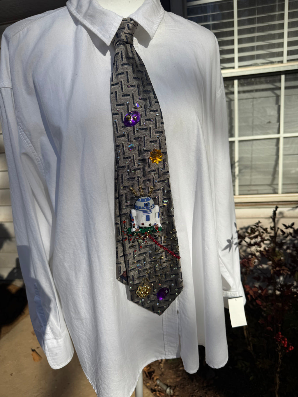 Grey R2 D2 Under Attack Star Wars Tie