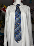 Blue Striped Wavy Ocean Floor Aquatic Nature Tie