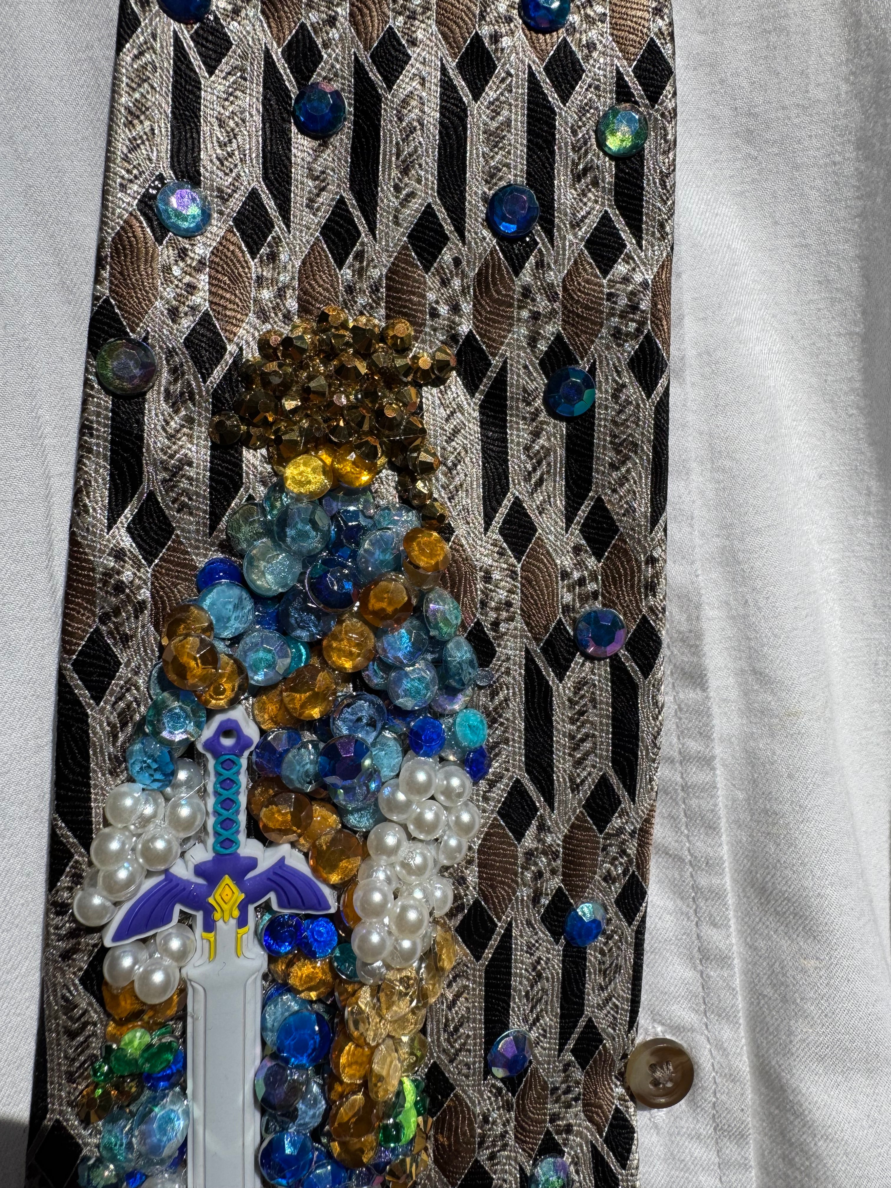 Grey Legendary Link Stargazing Zelda Video Game Tie