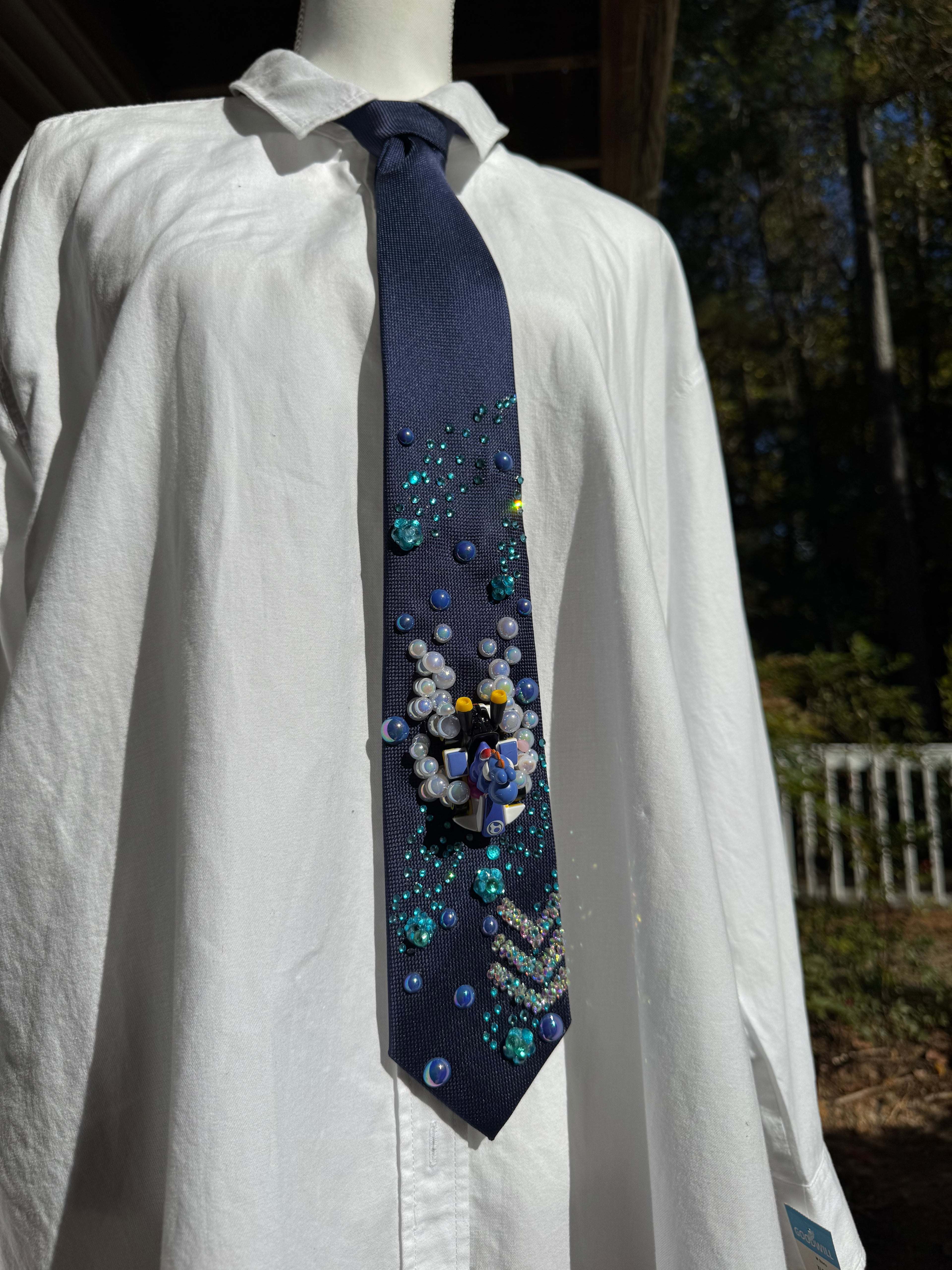 Navy Blue Blue Yoshi Dodging Ice Fire Balls 200cc Mario Kart Tie