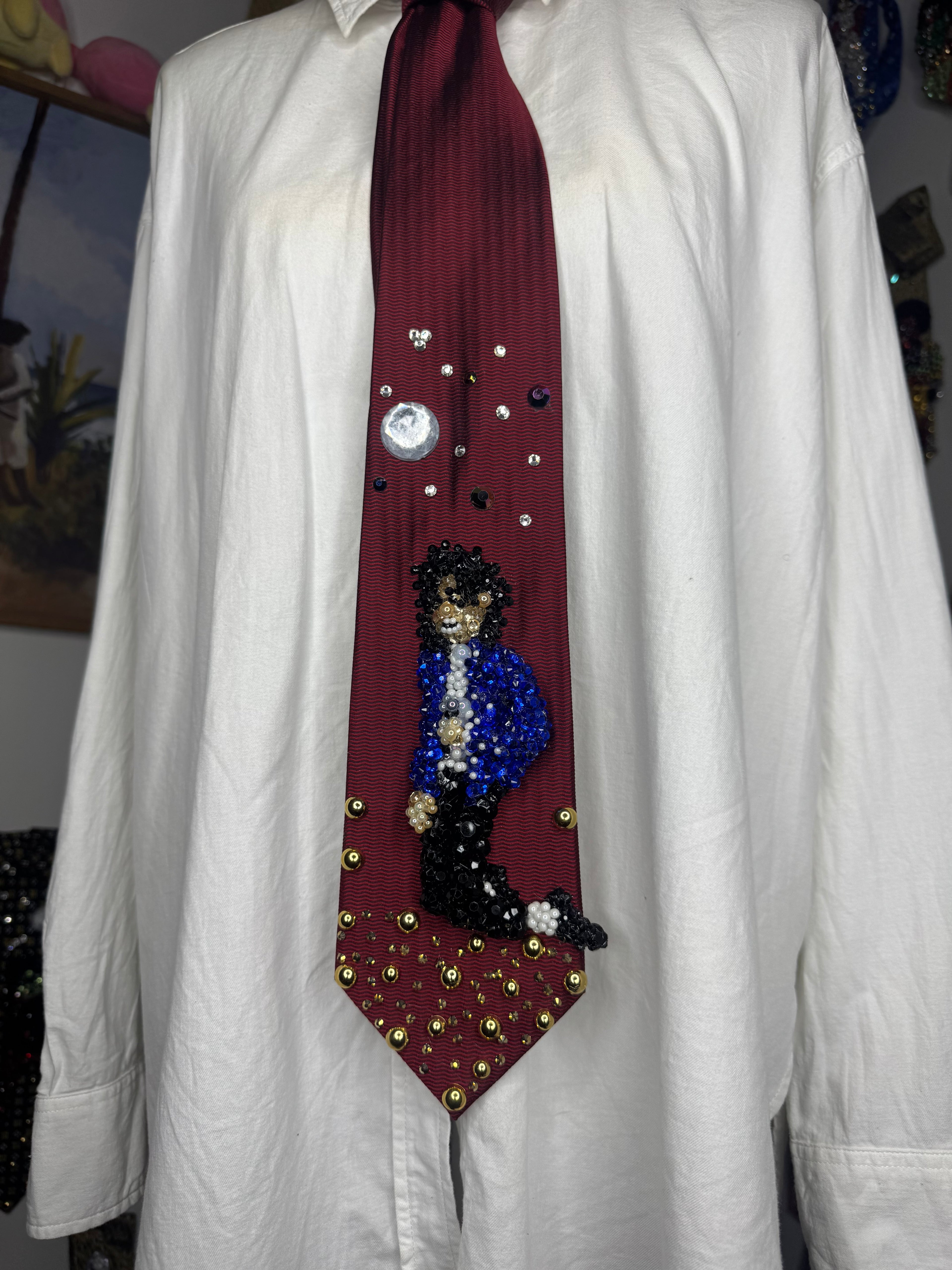 Red Michael Jackson On Knees Singing After Spinning to Man in the Mirror Grammy Awards 1988 Tie