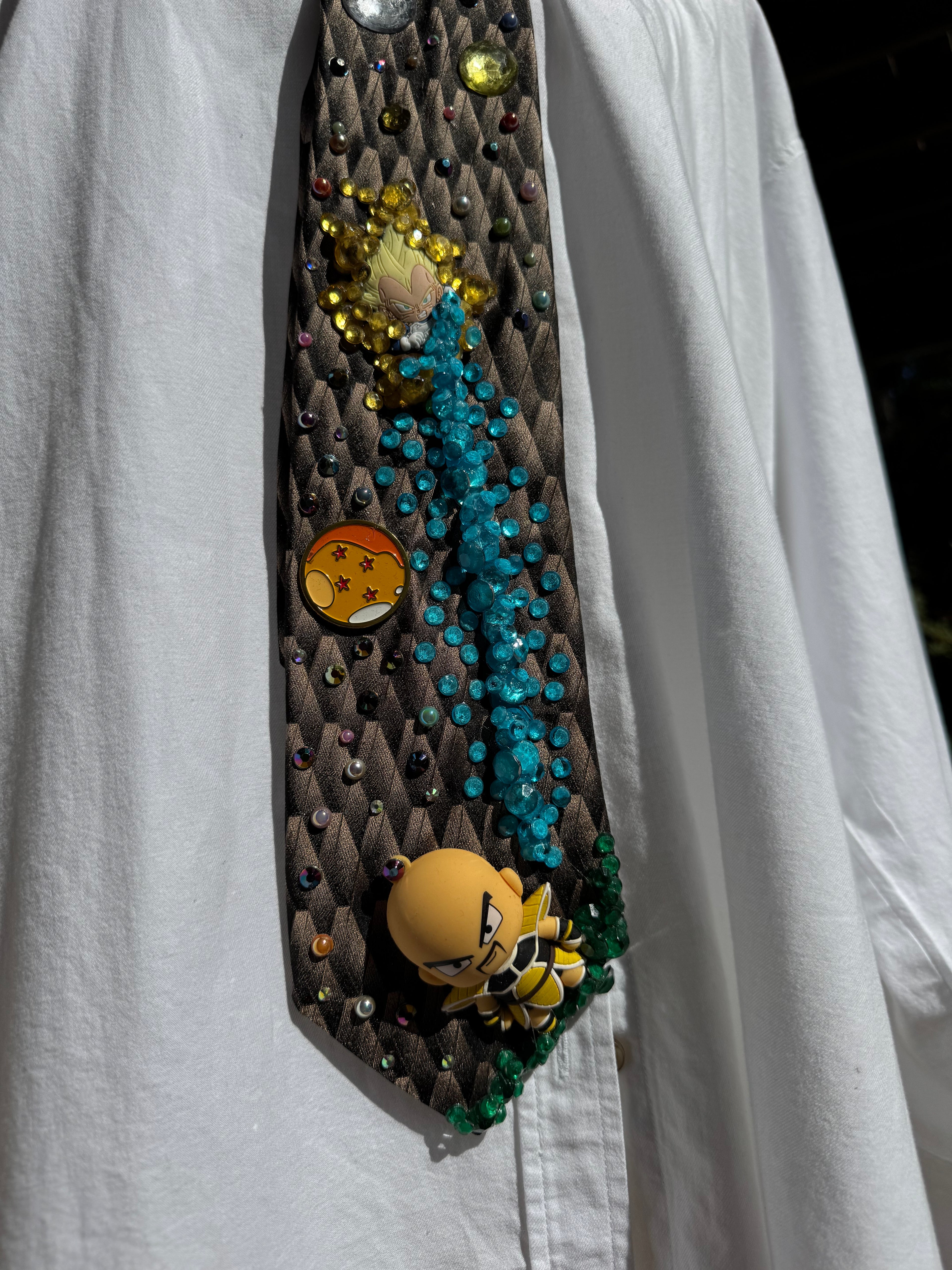 Brown Vegeta Blasting at Nappa Dragon Ball Z Tie