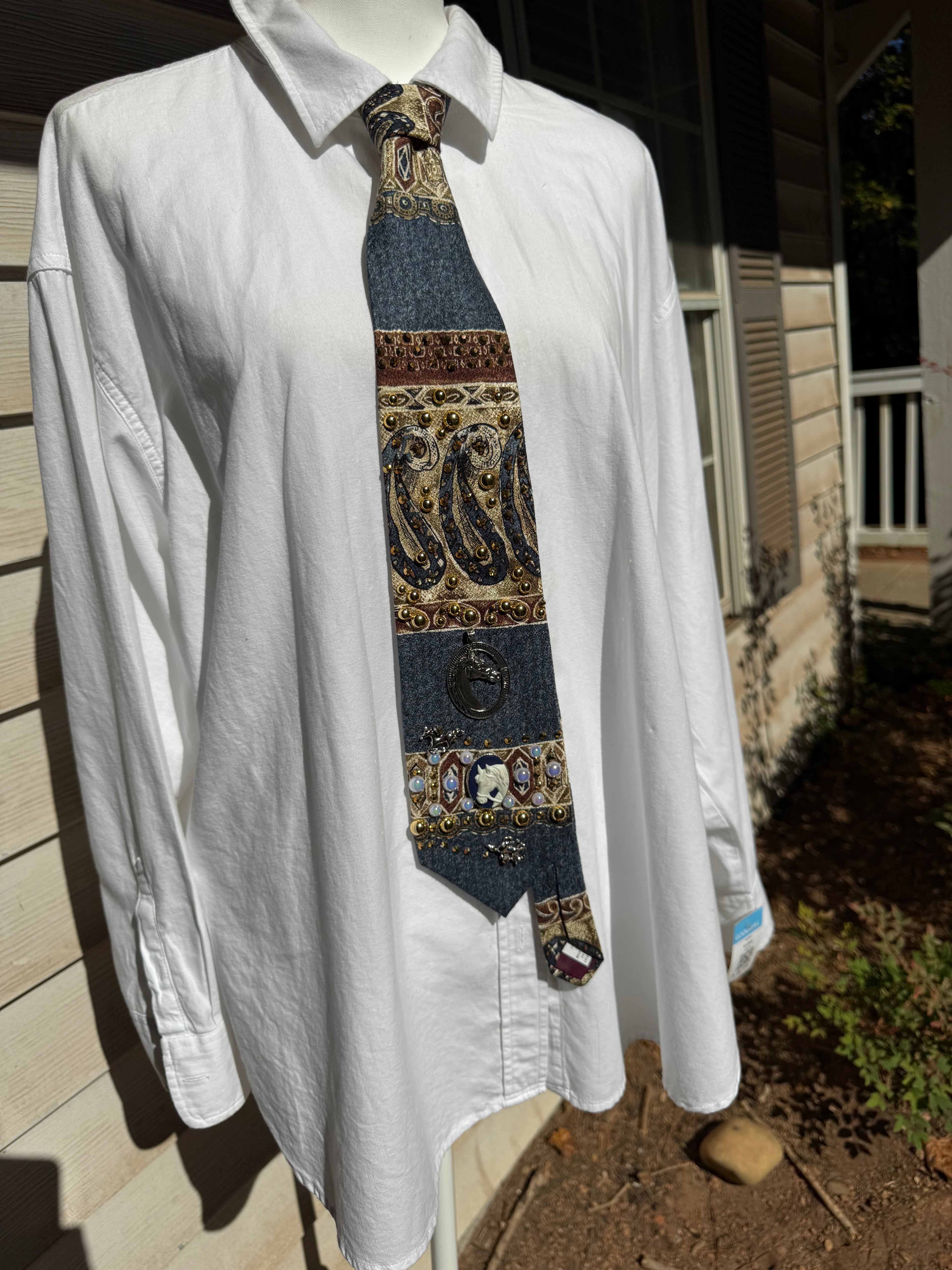 Navy Blue Horse Rider Equestrian Western Tie