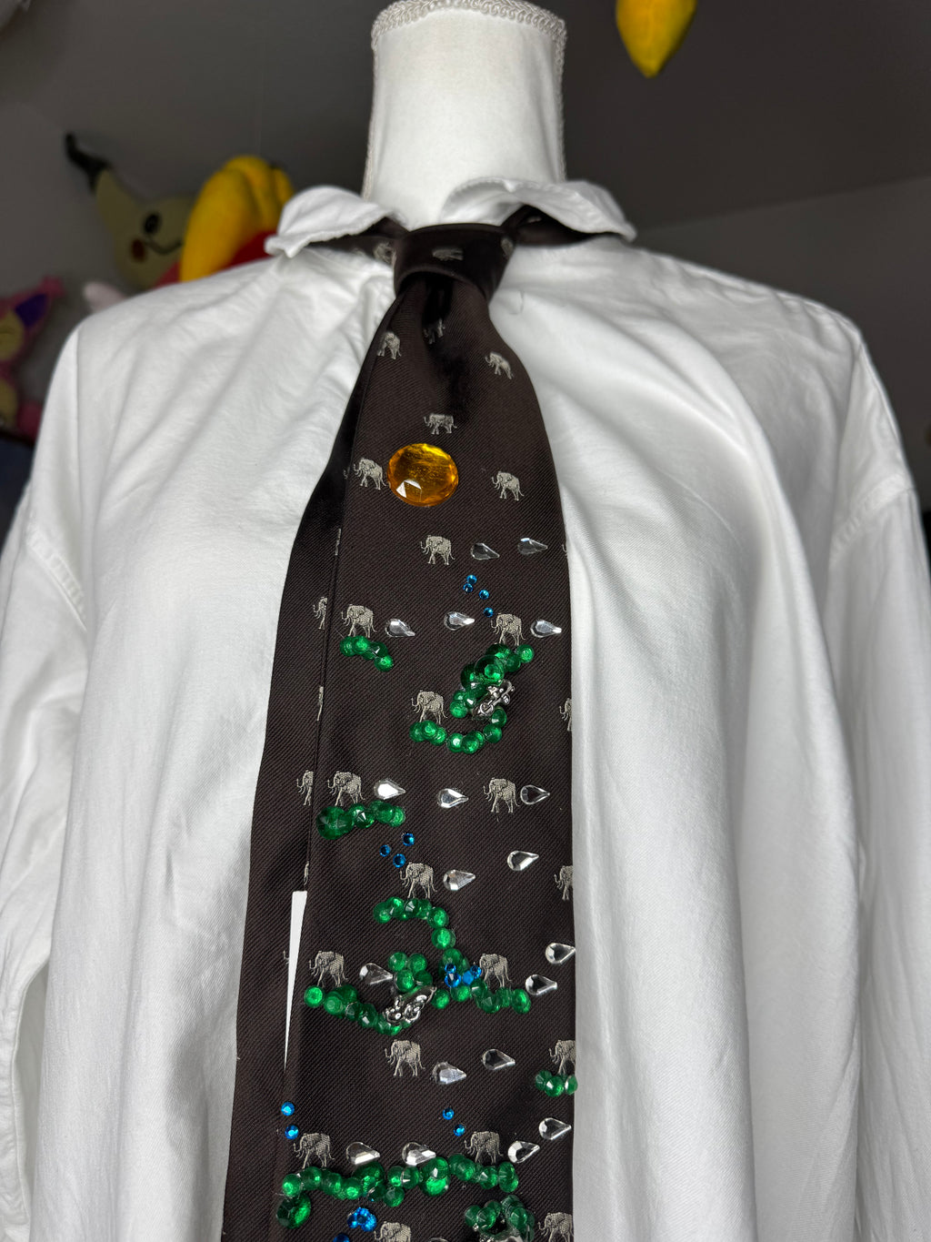 Brown Family of Elephants Walking Through Nature Royalty Tie