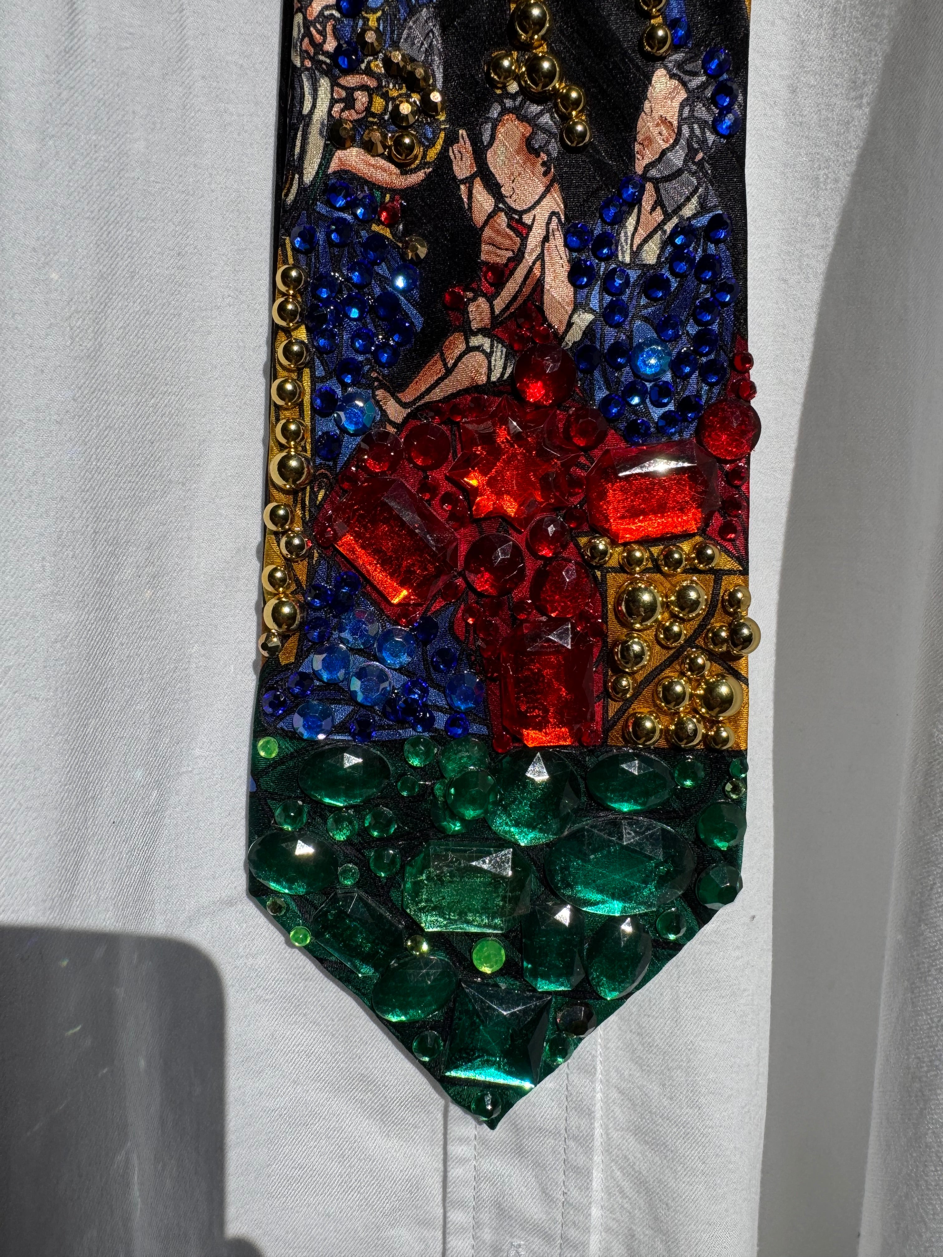 Black Stained Glass Window Portrait of New Born Baby Royalty Church Tie