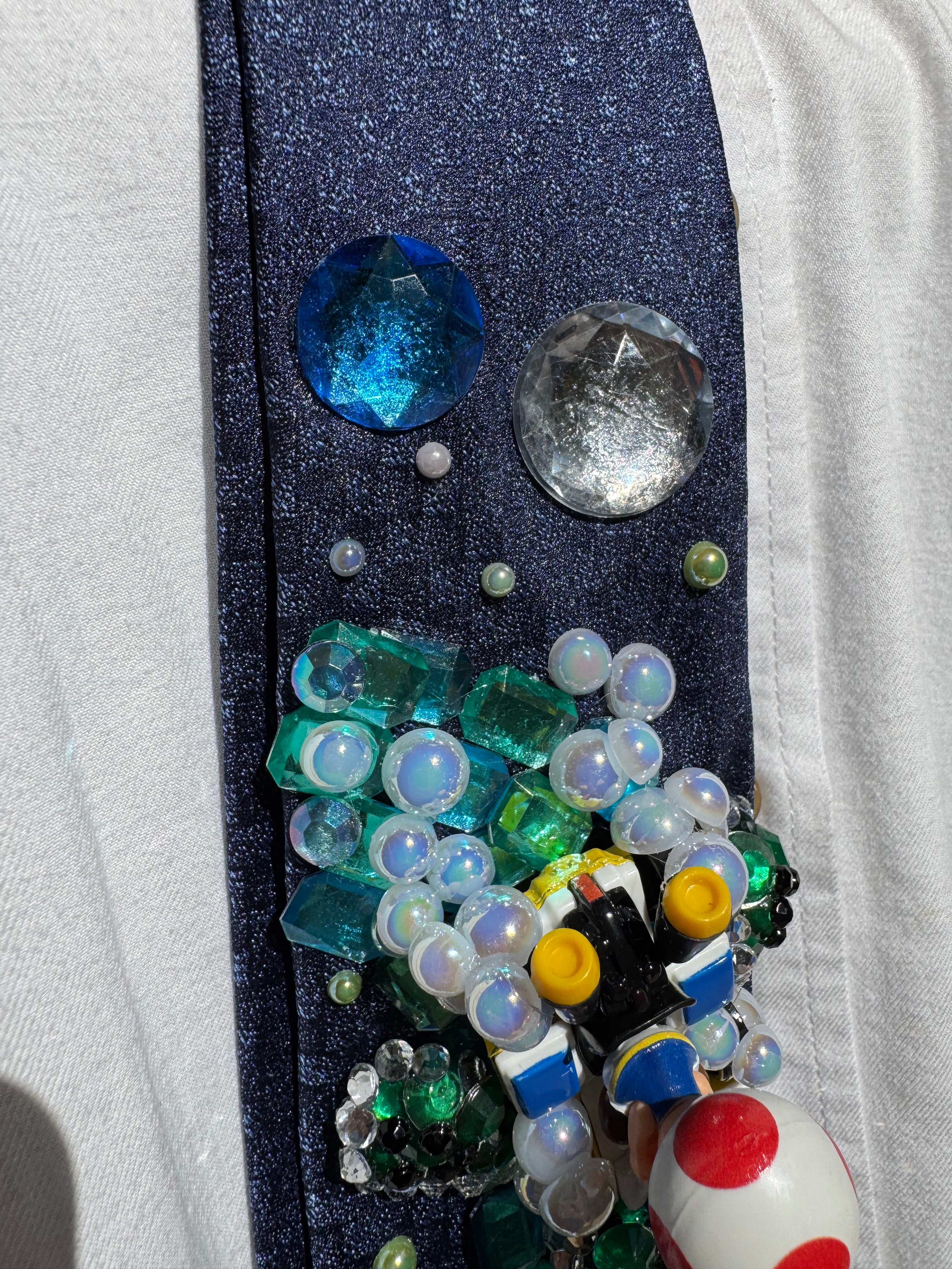 Navy Blue Mario Vs Toad on Icy Glacier Road 200cc Mario Kart Tie