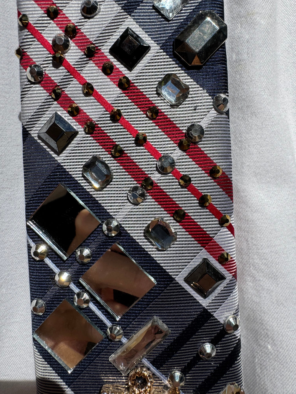 USA Plaid Mirror Anchored Nautical Royalty Tie