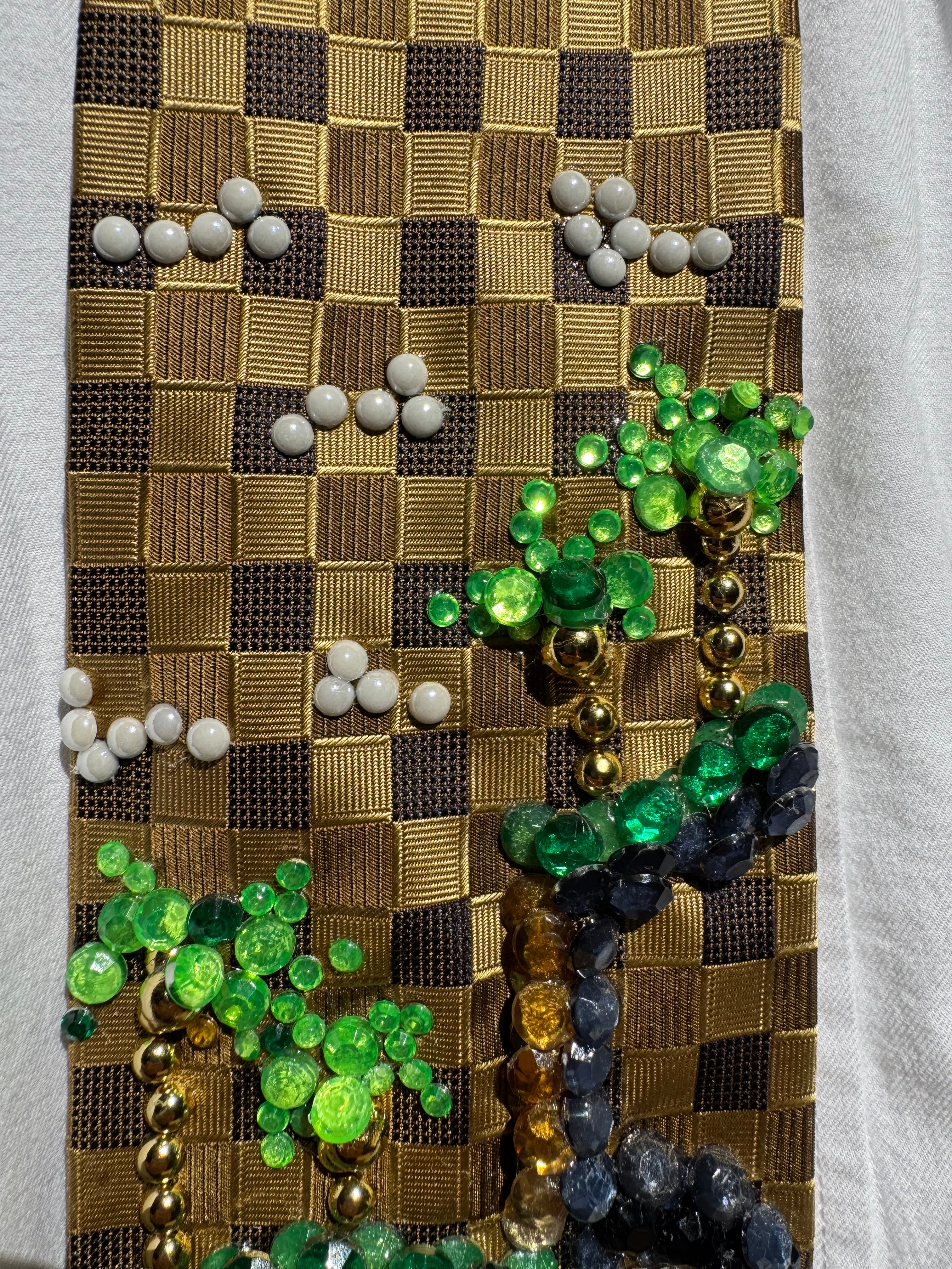 Gold Checkered Retro Supersonic Video Game Tie