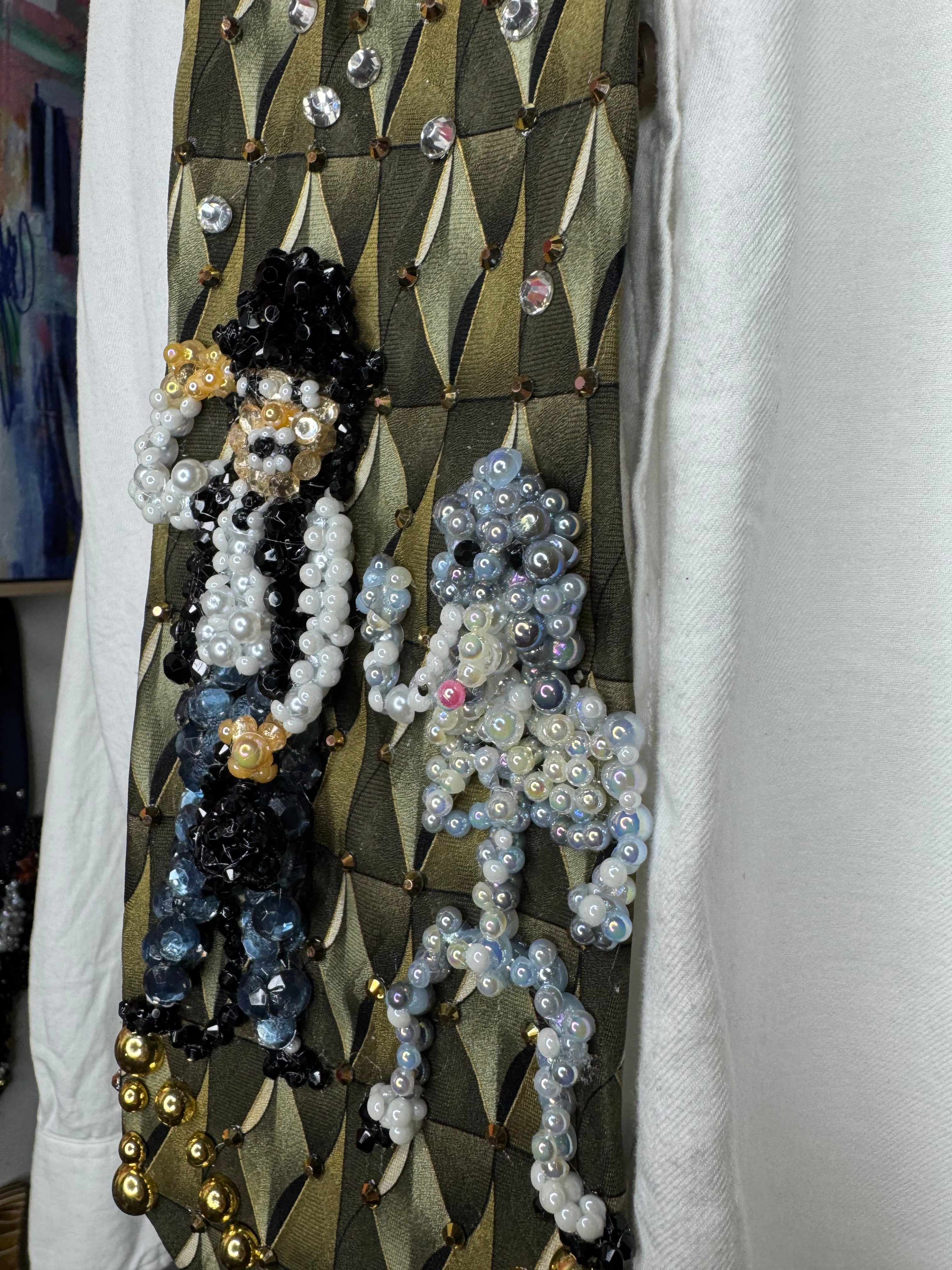 Olive Oil Green Michael Jackson & Skeleton Elephant Dancing Together Scene In Leave Me Alone Music Video Tie