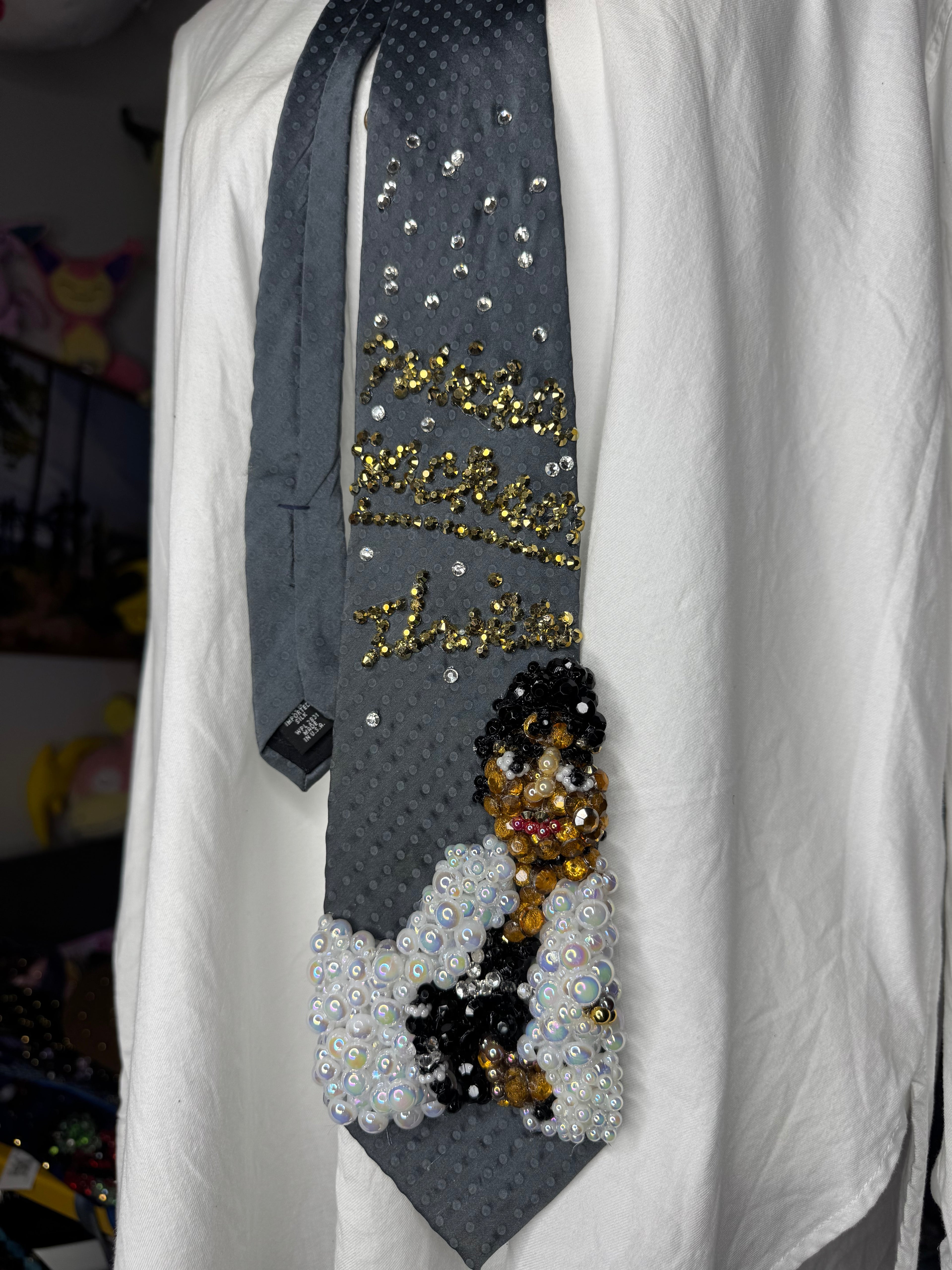 Grey Michael Jackson Thriller Album Cover Tie