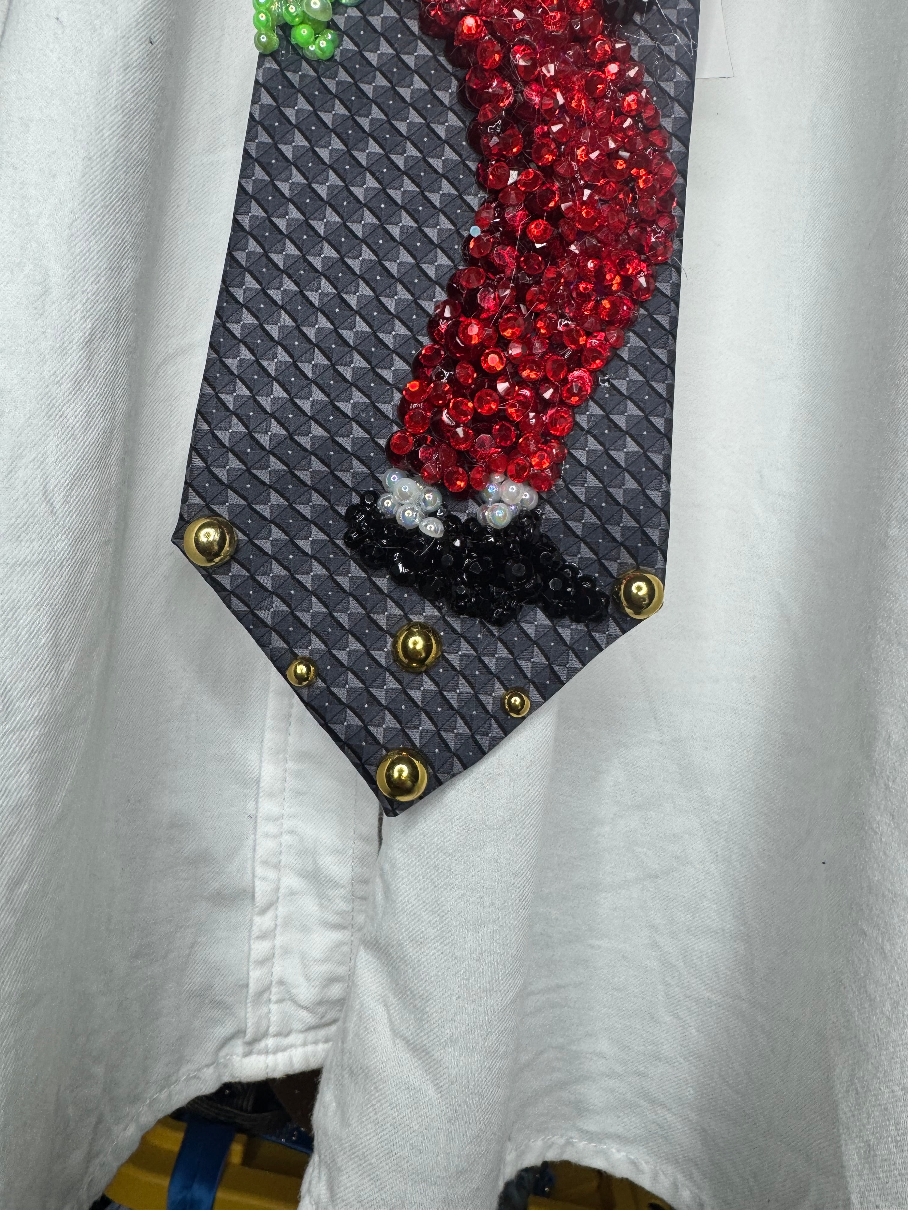 Grey Michael Jackson Zombie Face Hitting The Start of Dance Routine For Thriller Music Video Tie
