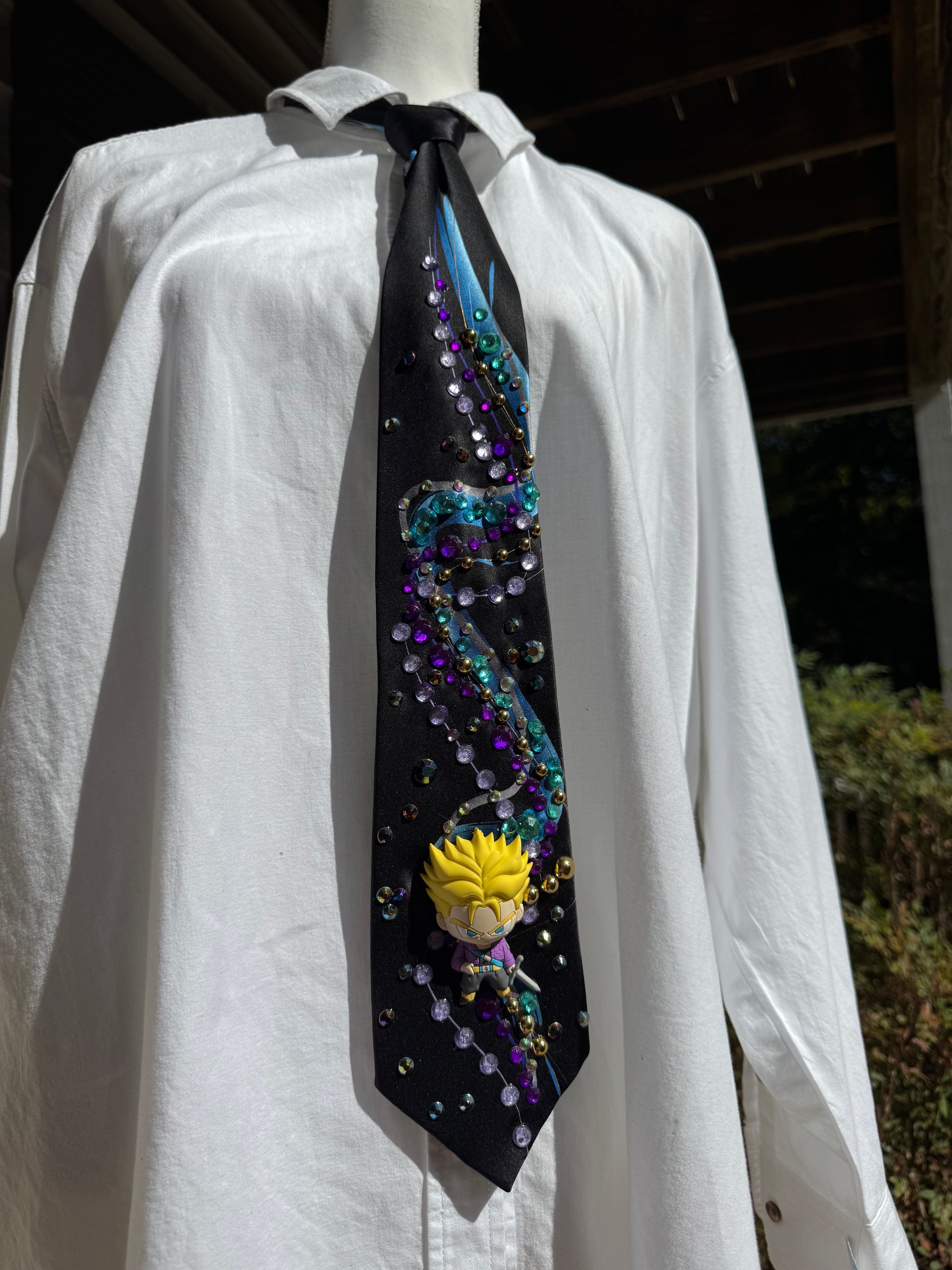 Black Futuristic Swirls Future Trunkz Dragon Ball Z Tie