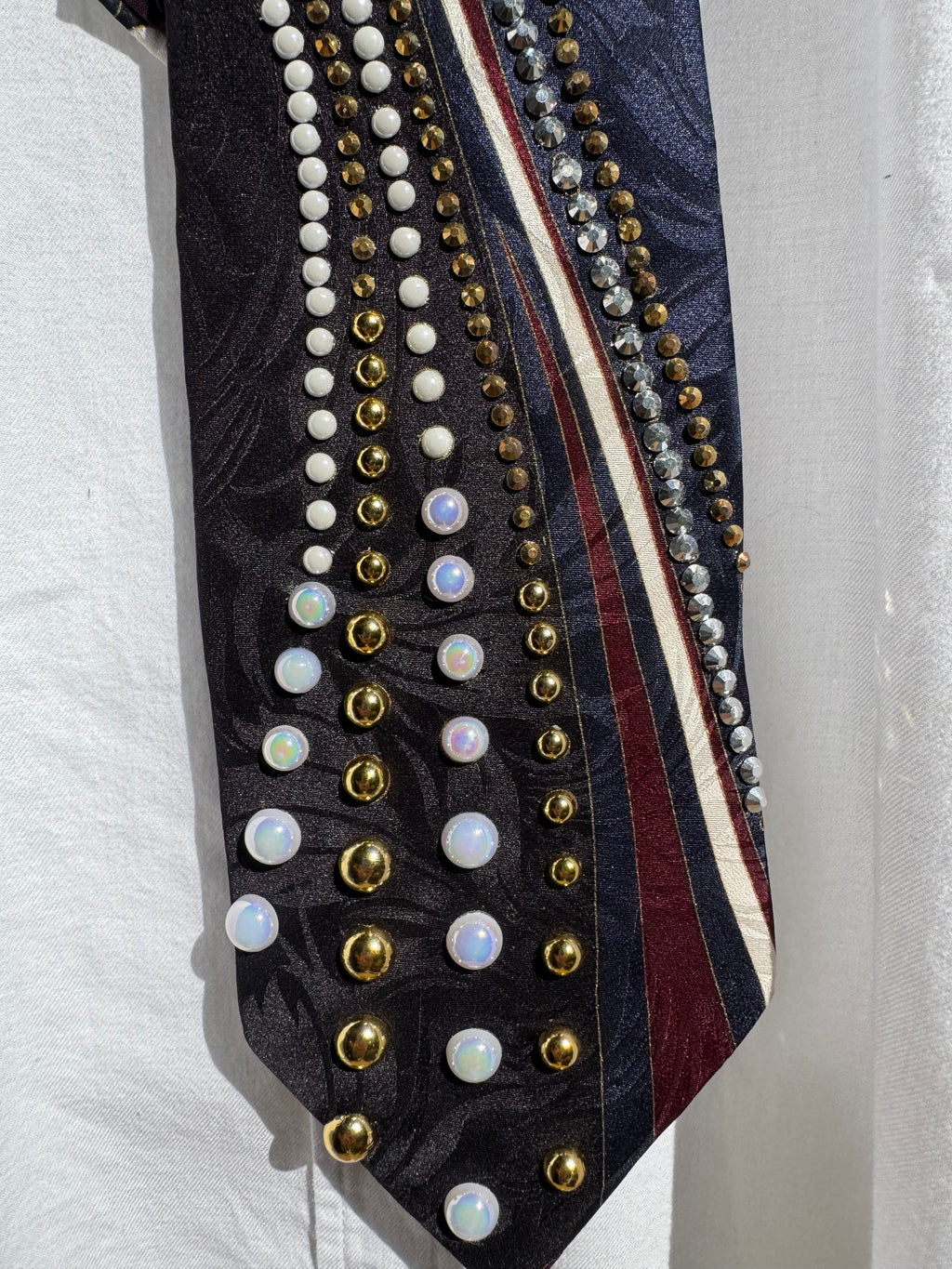 Navy Blue and Burgundy Infinity Road Bowling Tie