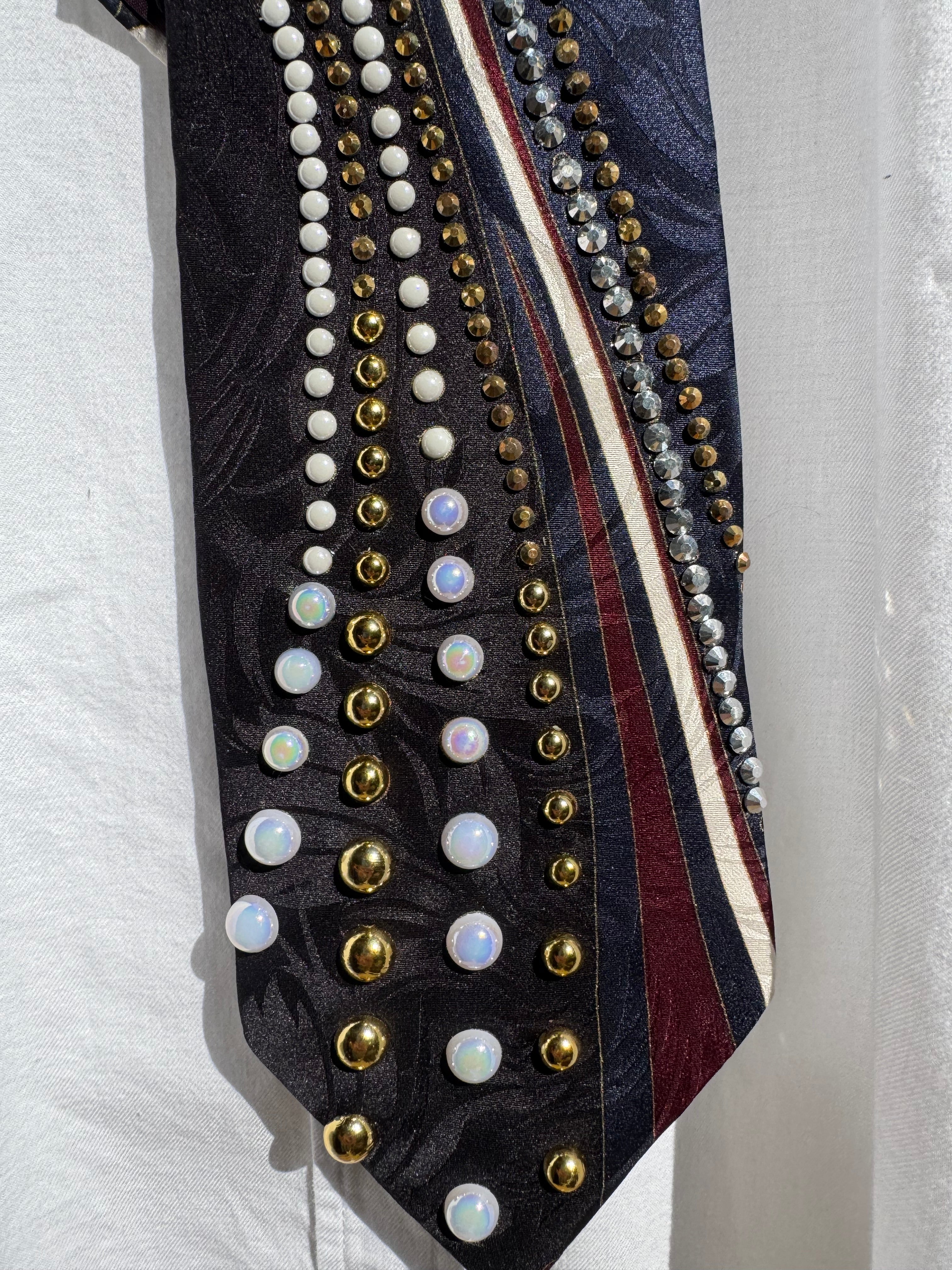 Navy Blue and Burgundy Infinity Road Bowling Tie