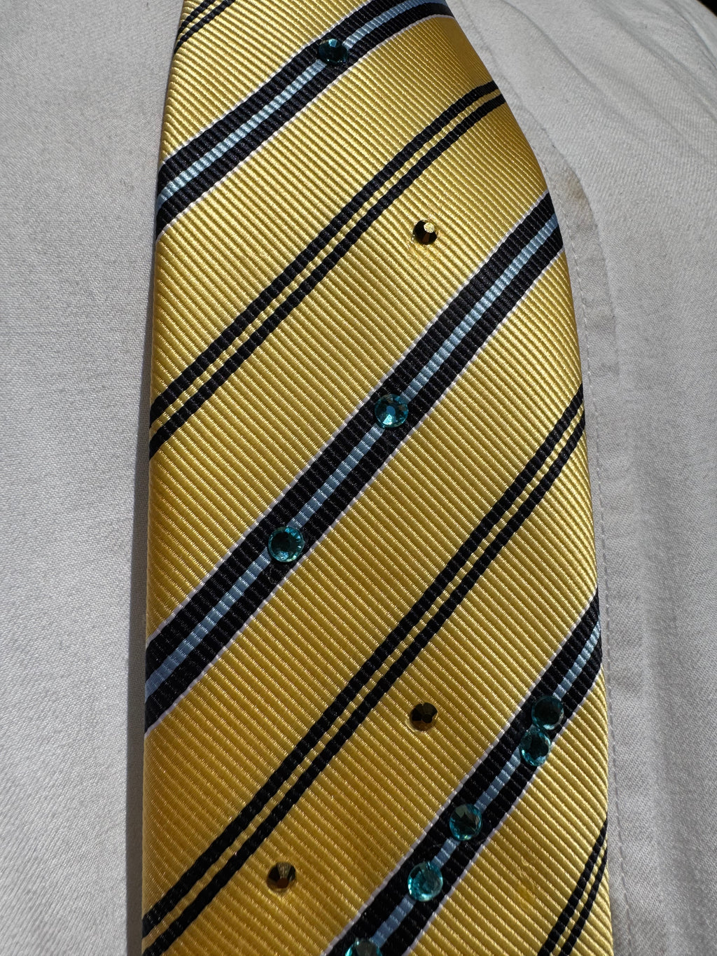 Yellow Striped Pearl Pin Royalty Tie