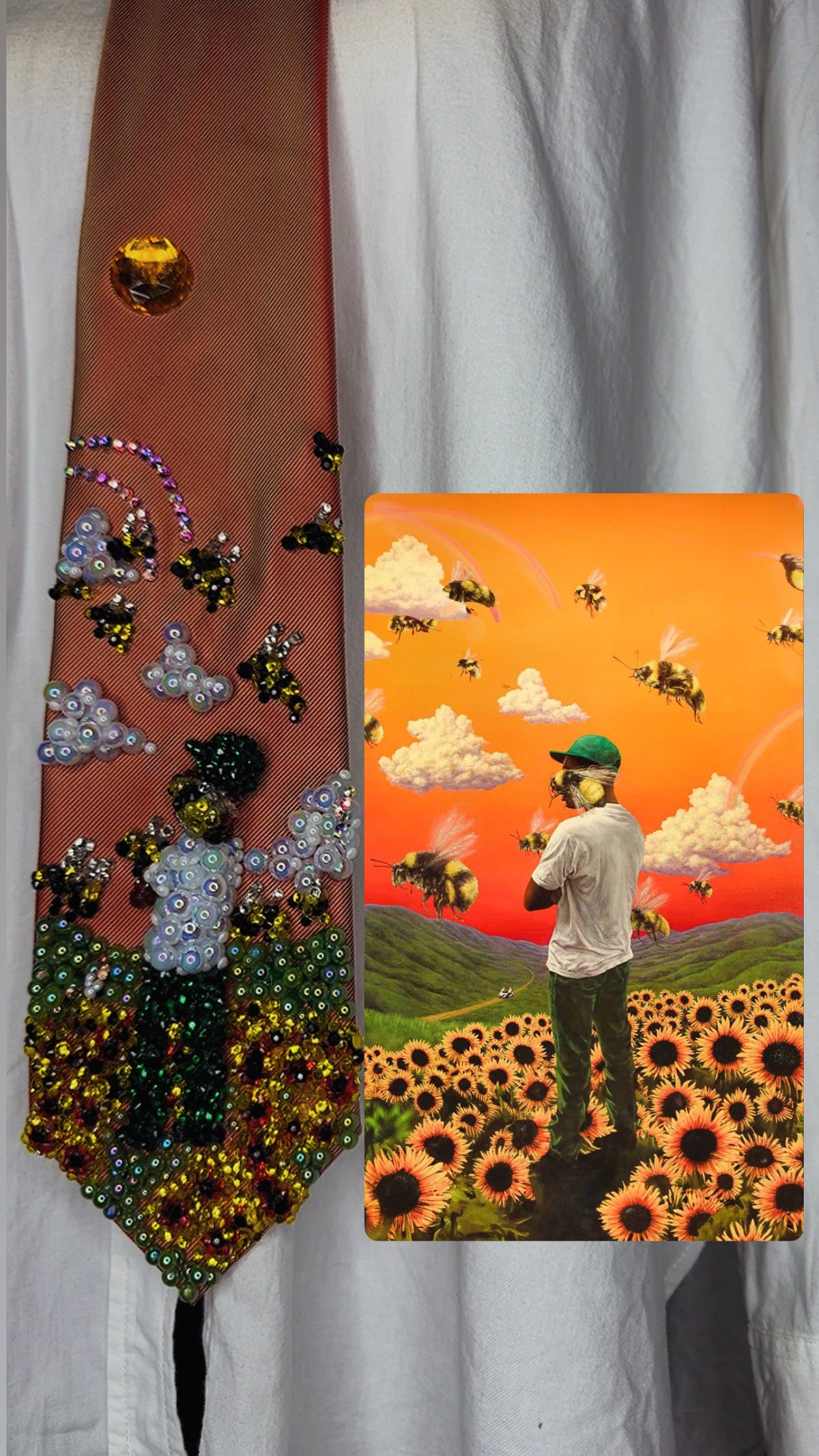 Orange Tyler the Creator “Flower Boy” Album Cover Tie