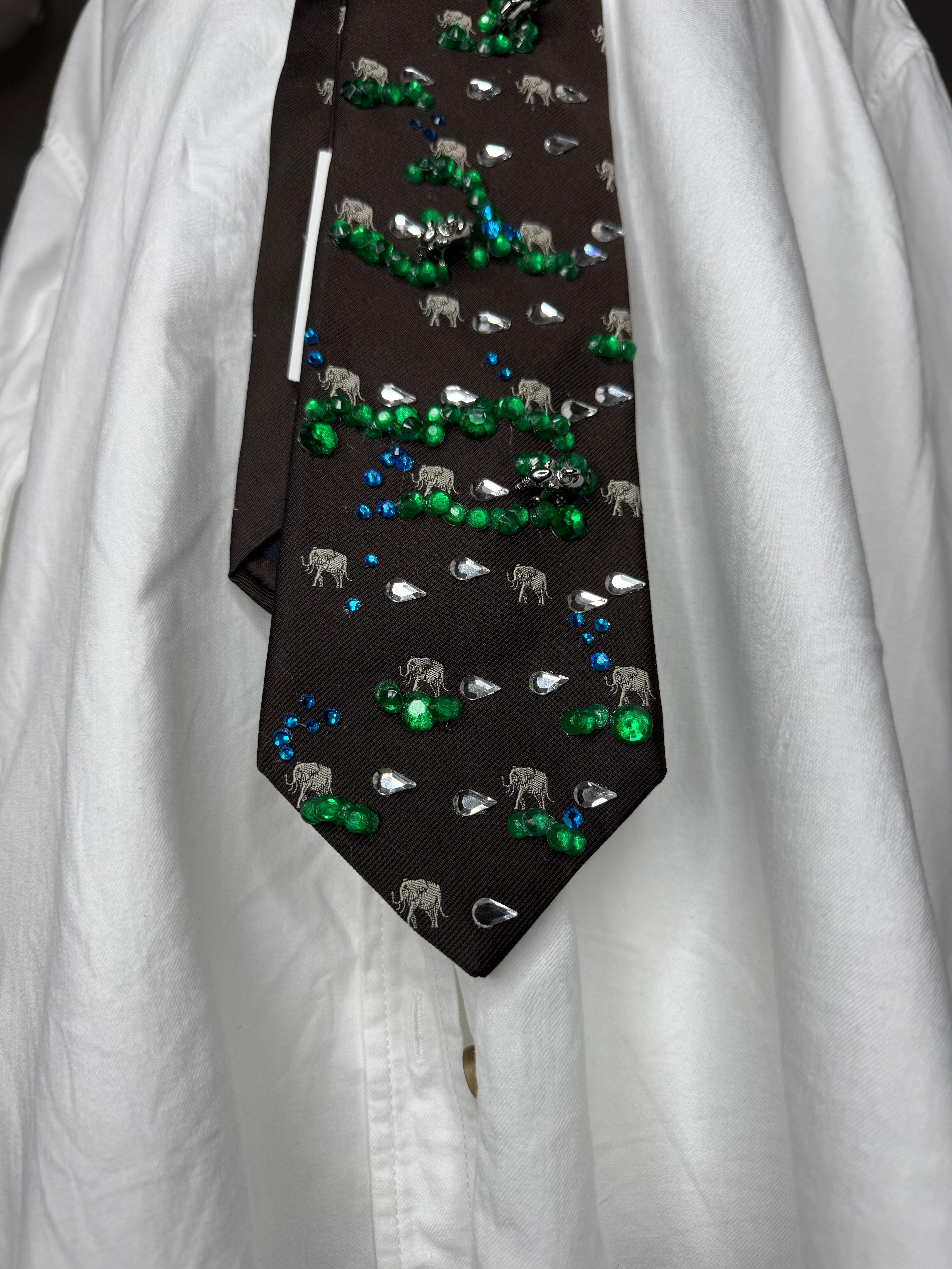 Brown Family of Elephants Walking Through Nature Royalty Tie