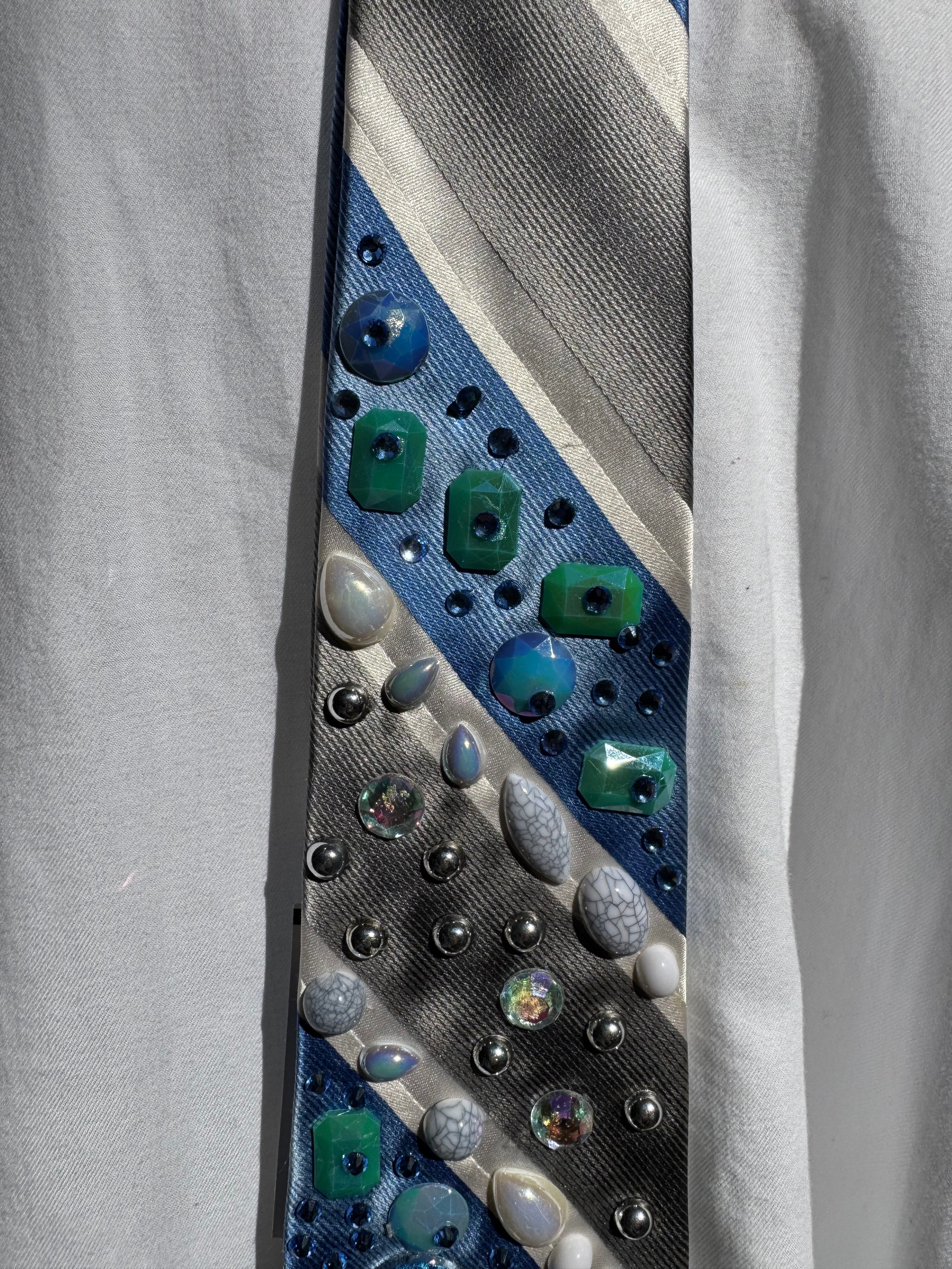 Light Blue and Grey Striped Nautical Exploration Royalty Tie
