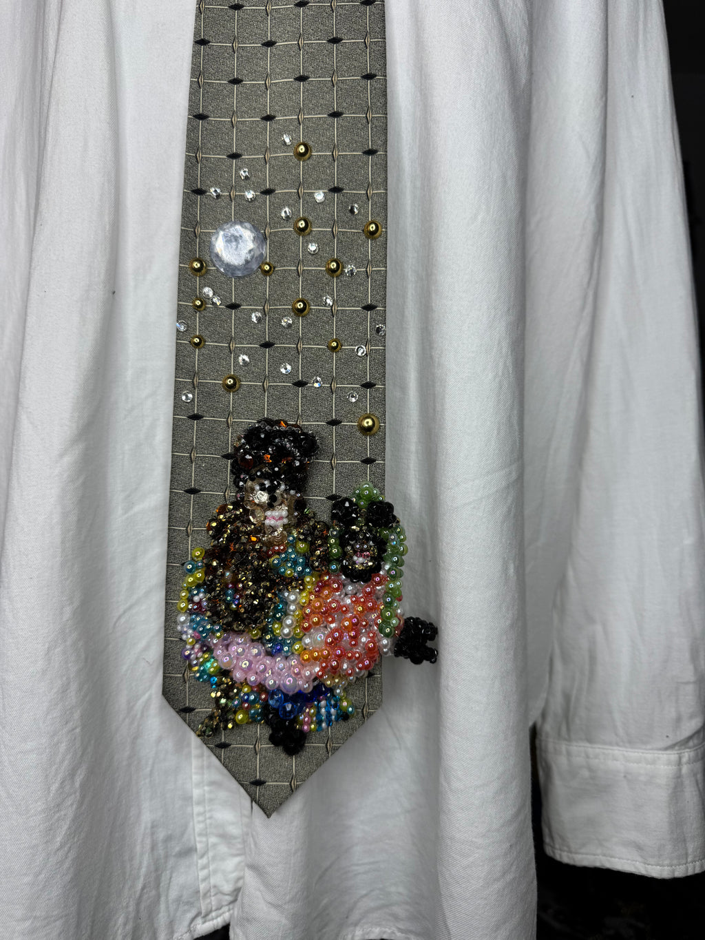 Olive Green Michael Jackson Holding Bubbles and Boa Constrictor Both Wearing Pilot Googles for Leave Me Alone Music Video Tie