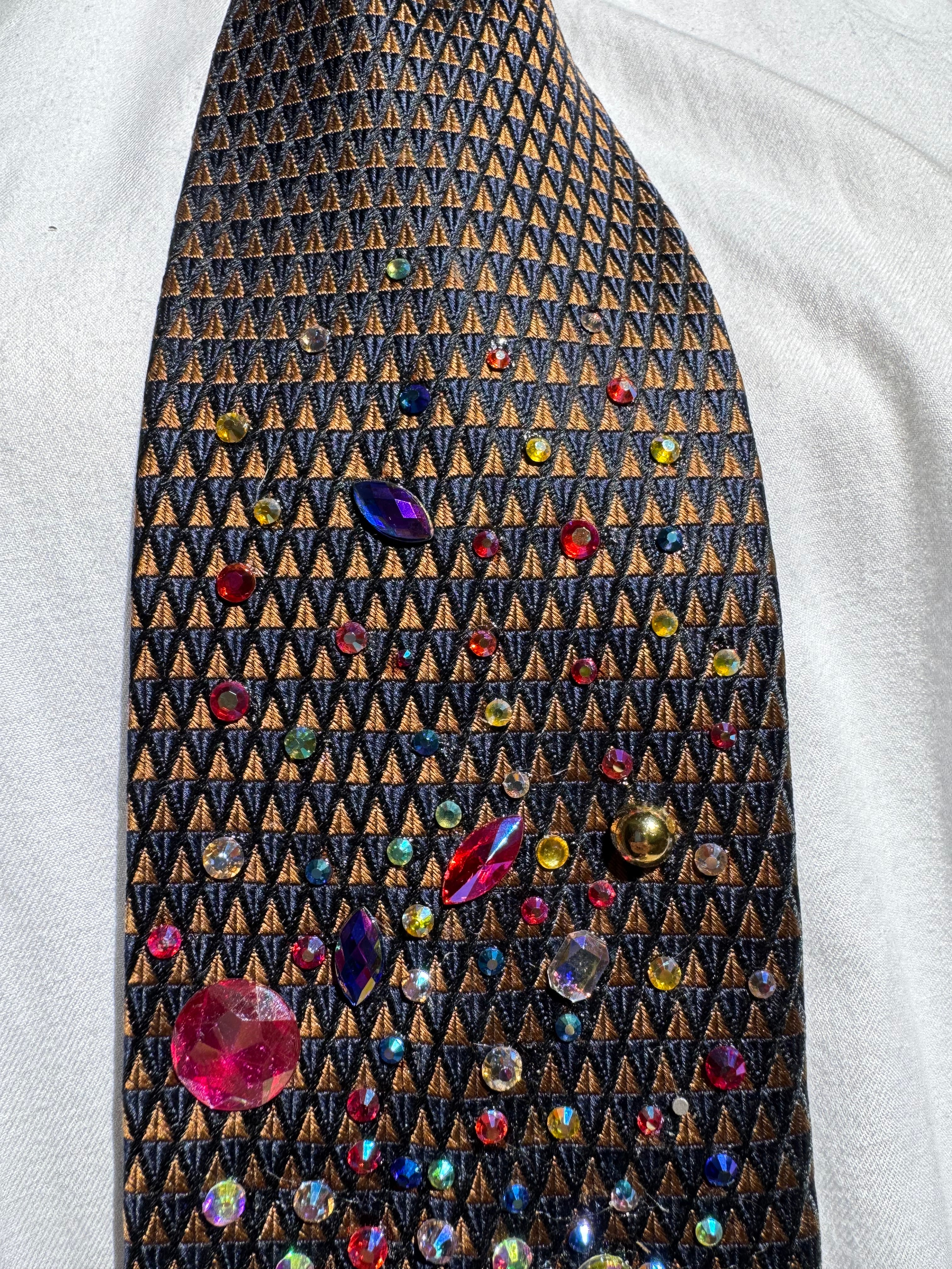 Navy Blue and Orange Magical Mushrooms Aura Nature Tie