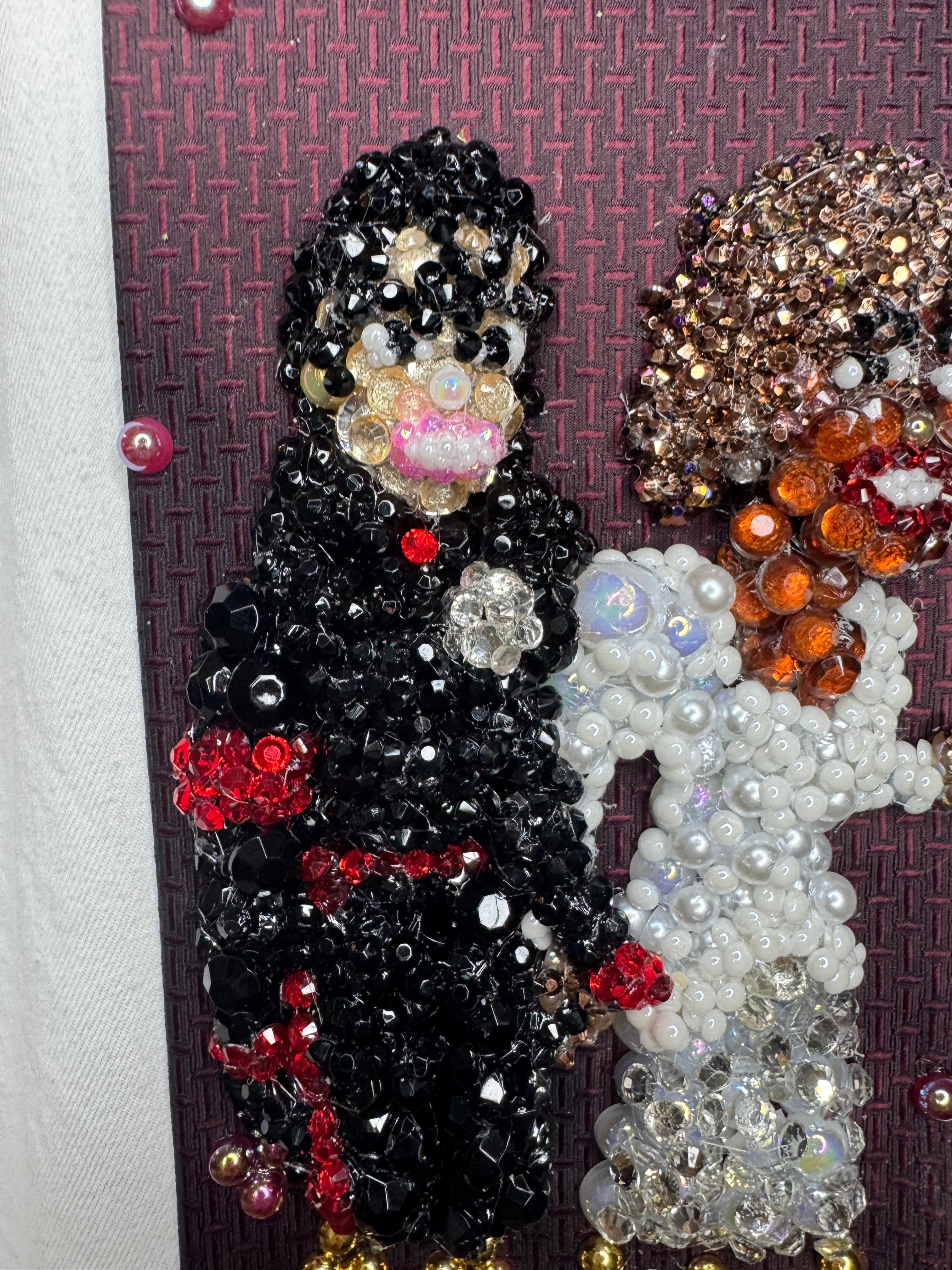 Burgundy Michael Jackson & Whitney Houston Holding Hands in High Class Royalty Outfits for Award Show