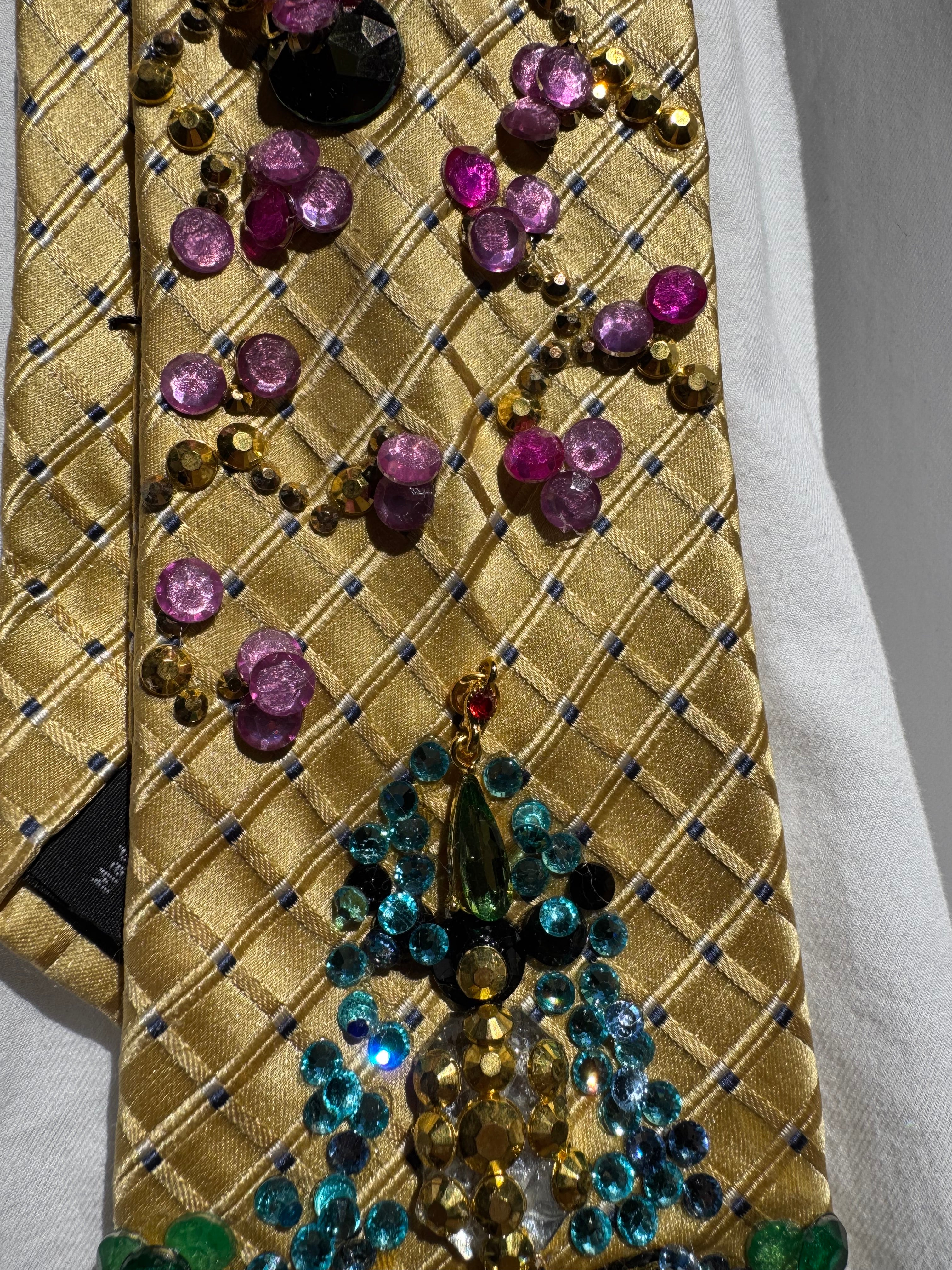 Gold Jaguar Head Water Fountain Exotic Royalty Tie