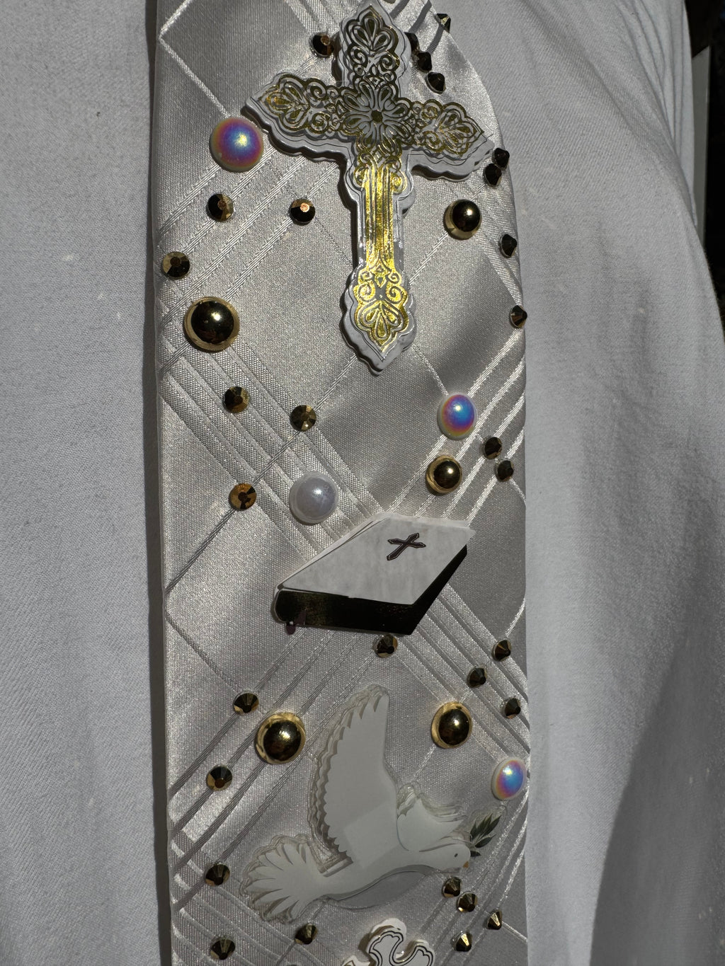 White Plaid Faith and Hope Church Royalty Tie