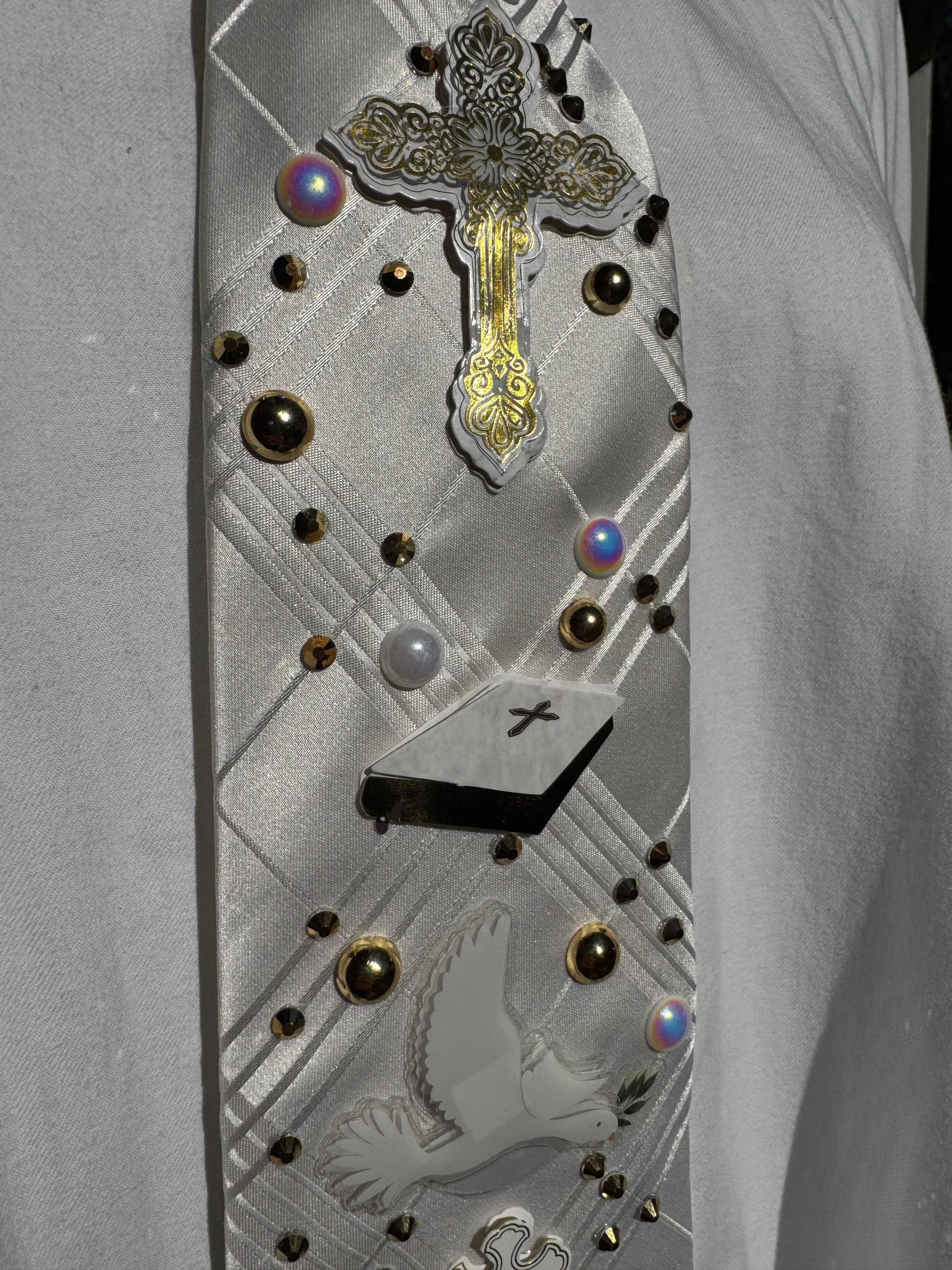White Plaid Faith and Hope Church Royalty Tie