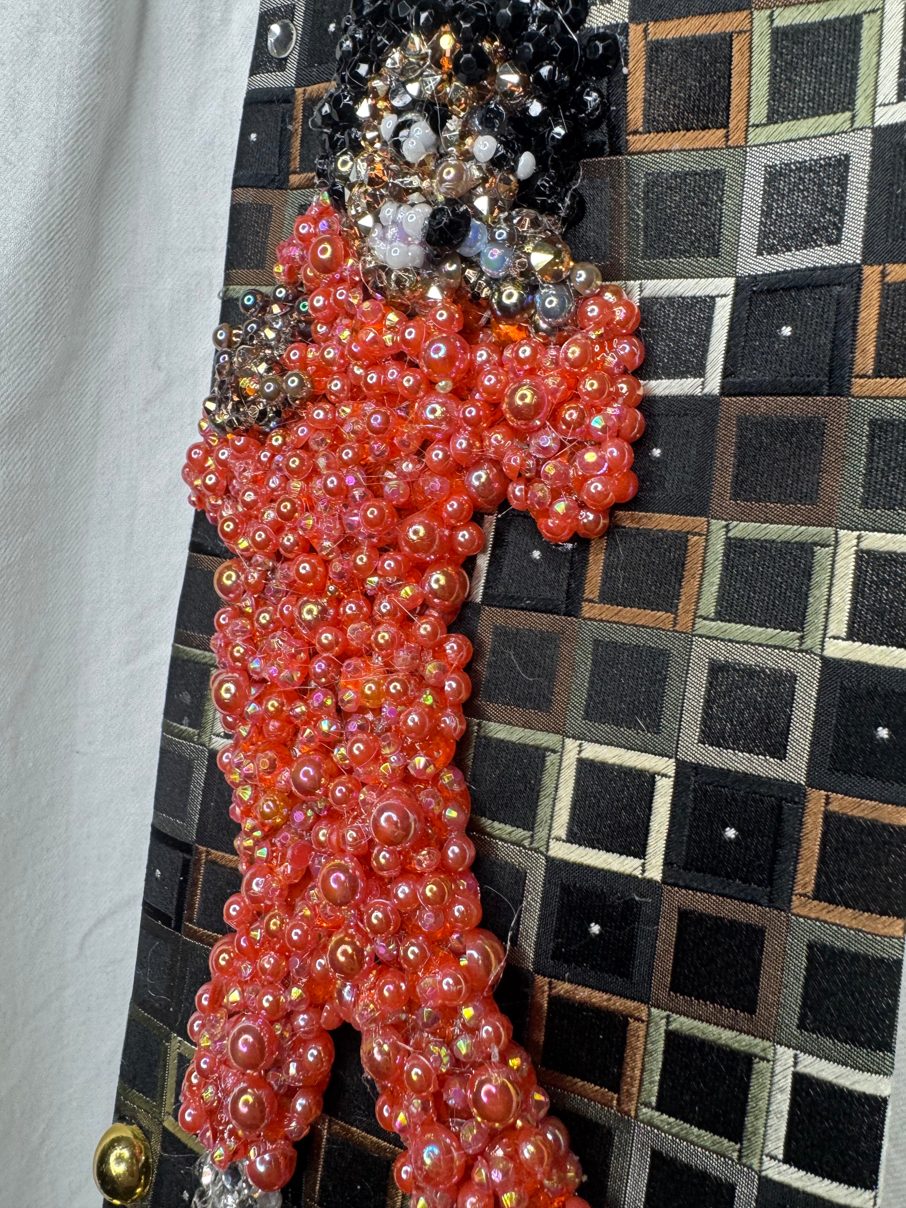 Black Michael Jackson Hitting Sideways Leg & Hand Out Stop Pose In Peach Space Jumpsuit Singing Workin Day n Night Victory Tour 1984 Tie
