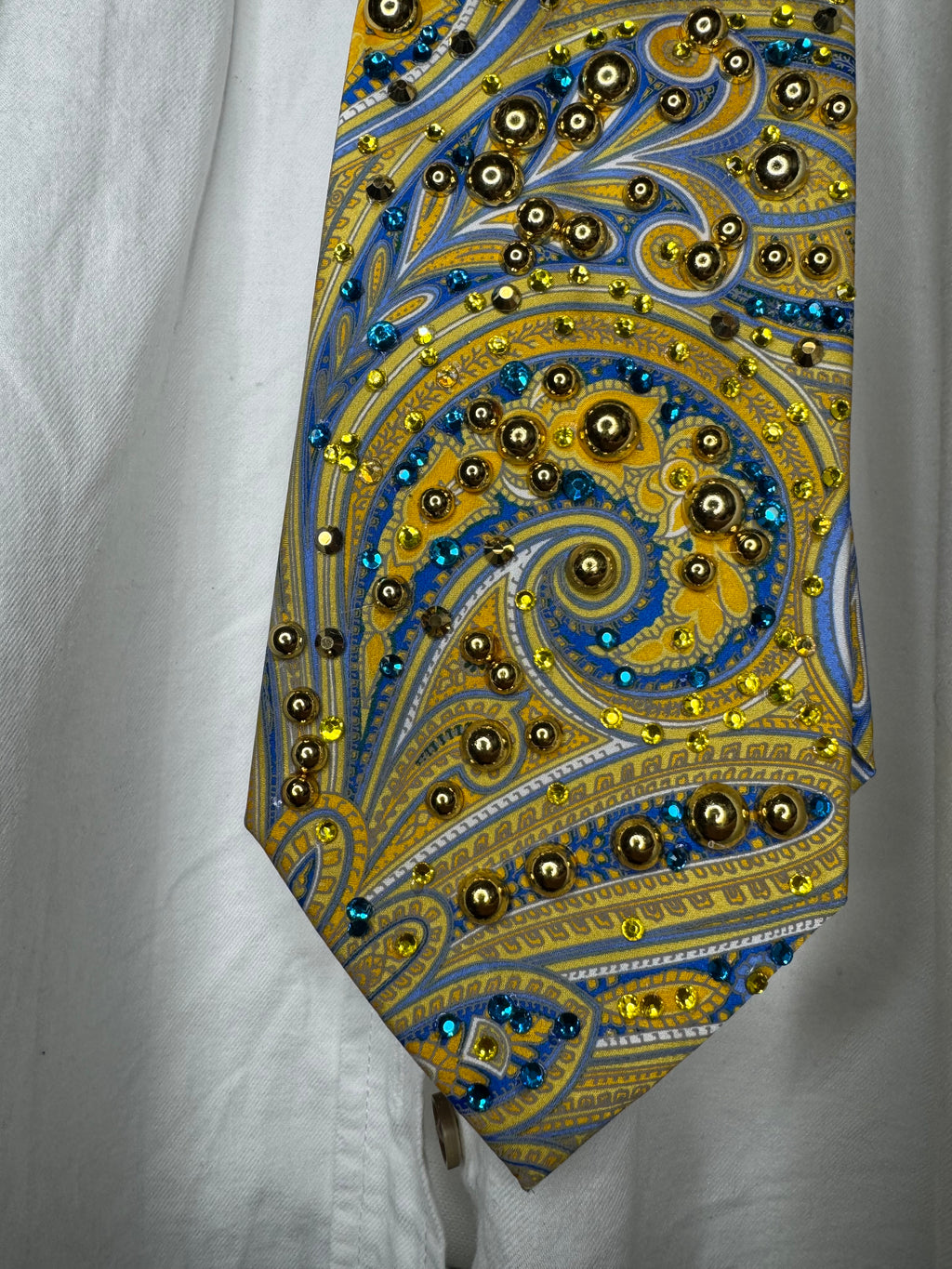 Yellow and Blue Paisley Neon Sun Royalty Tie