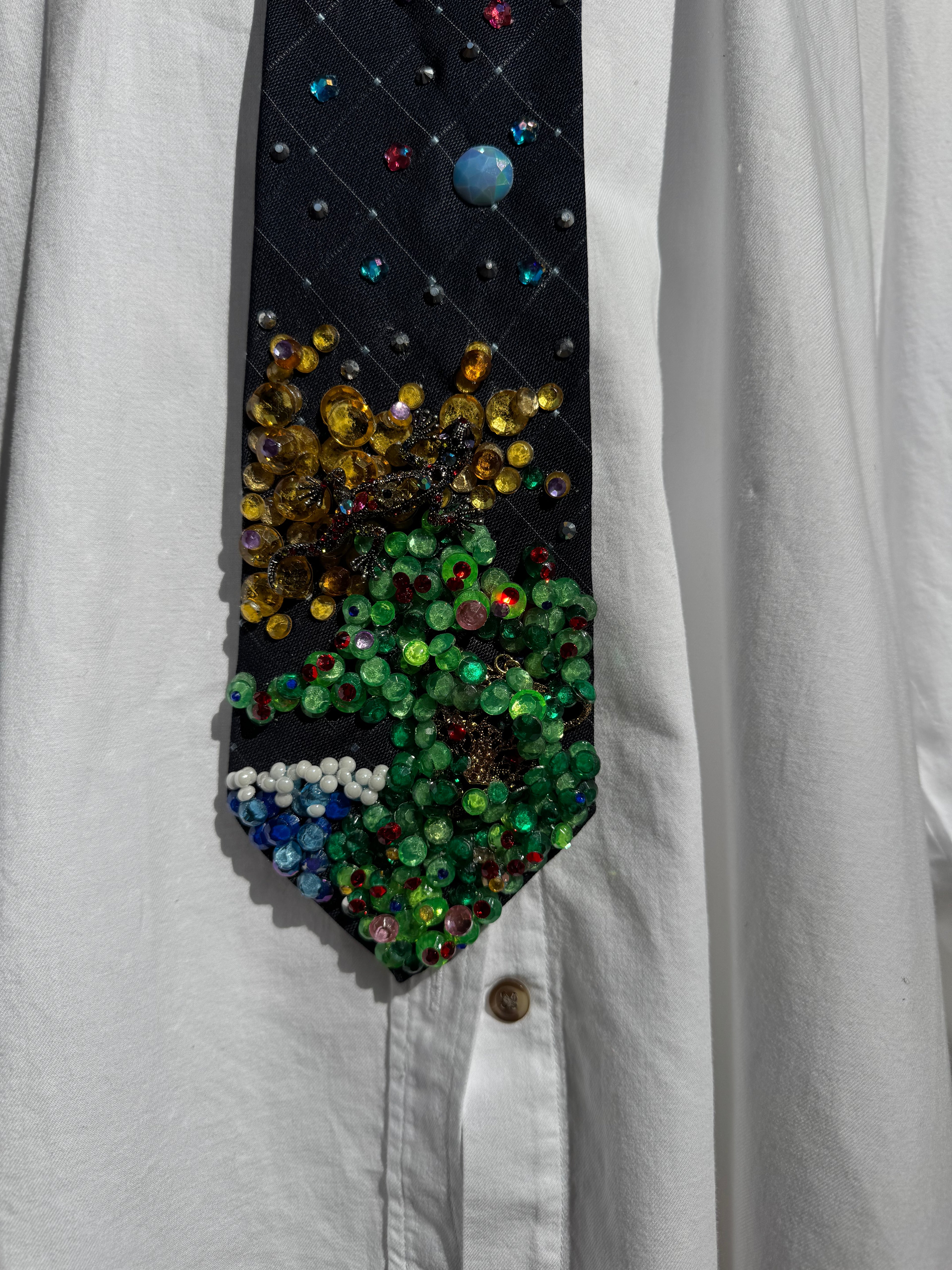Navy Blue Hidden Mad Jaguar Nature Royalty Tie