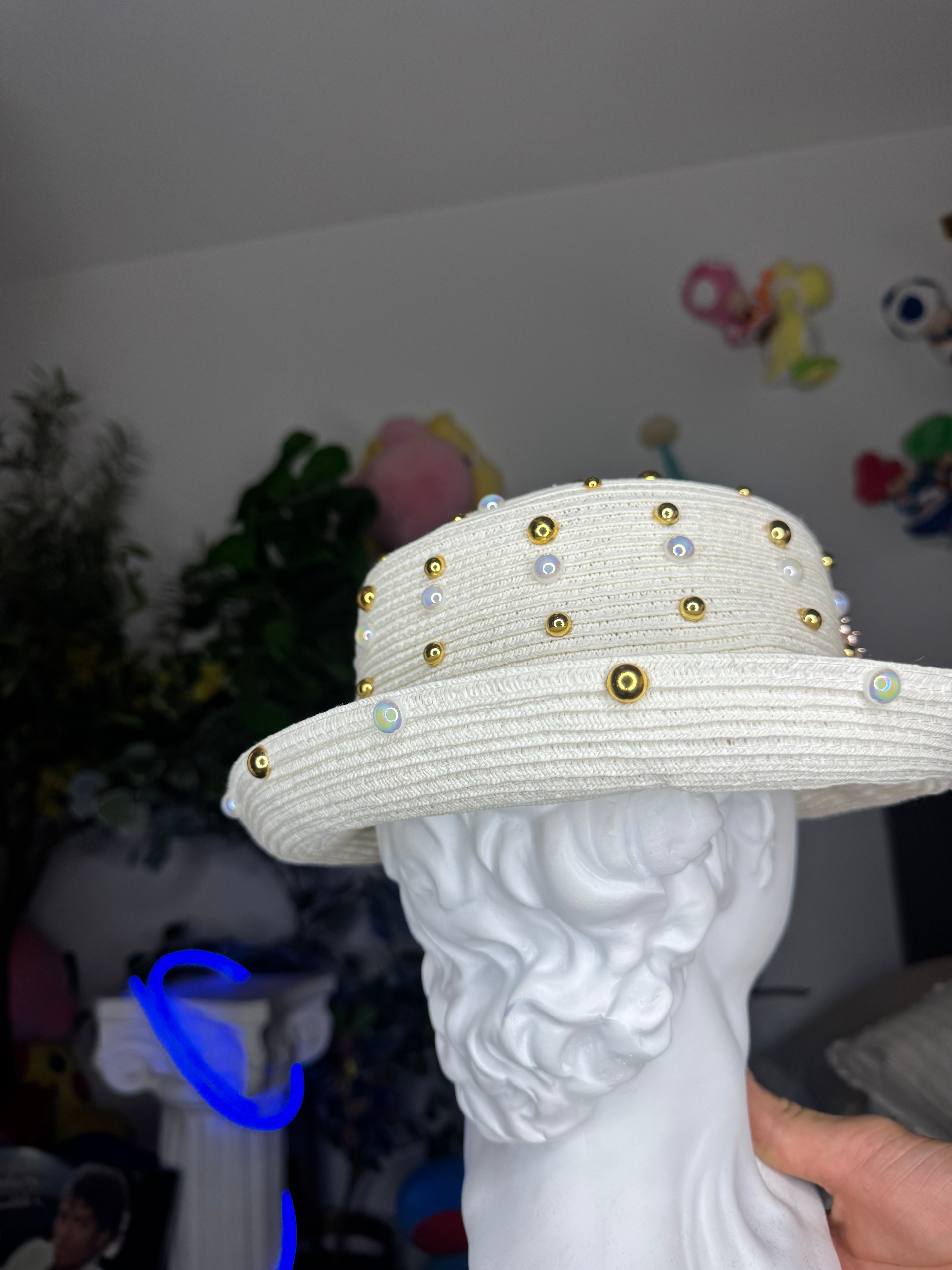 White Curved Brim High Class Royalty Hat