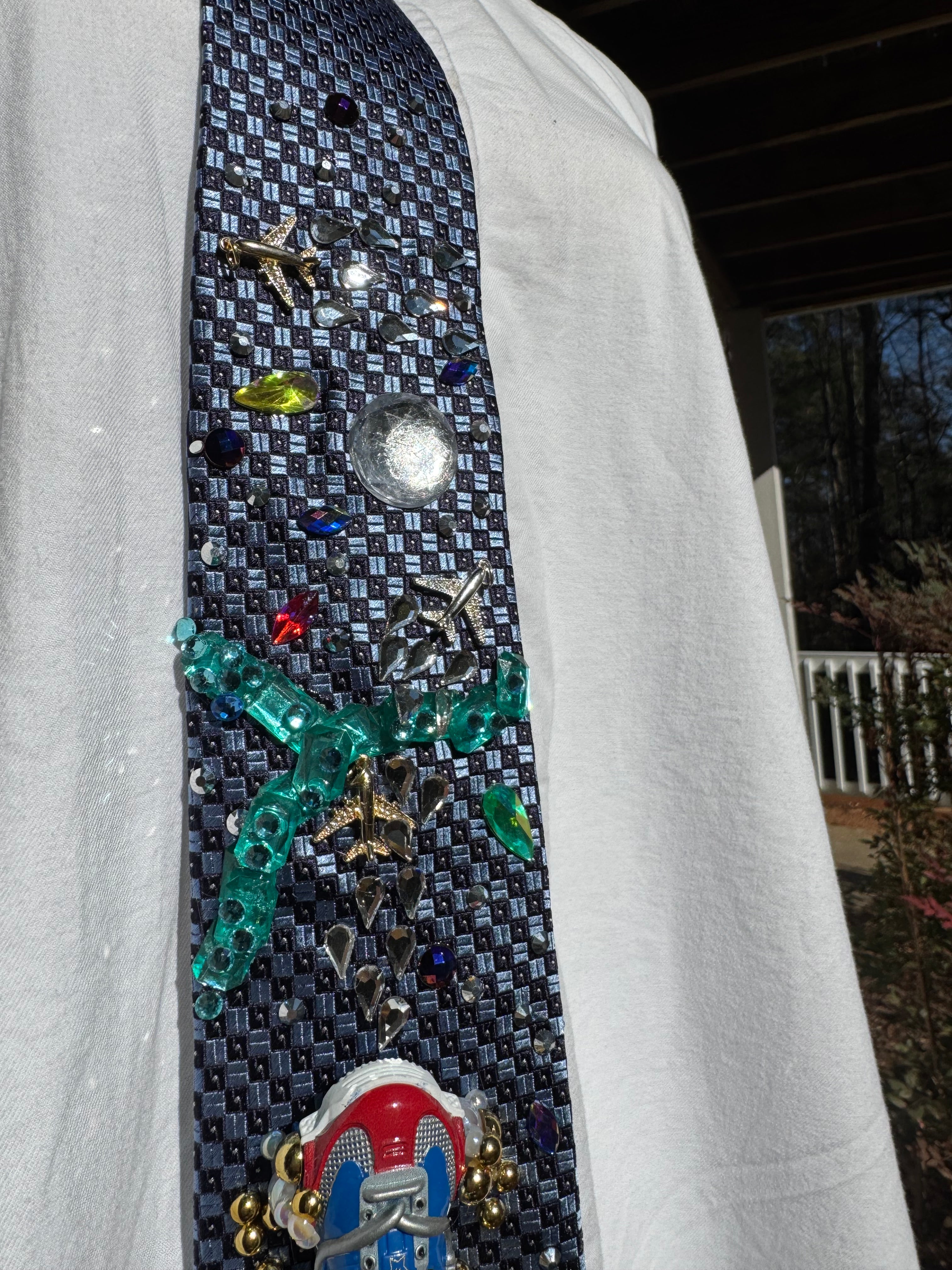Light Blue Baby Luigi About to Fly On Sunshine Airport 200cc Mario Kart Tie
