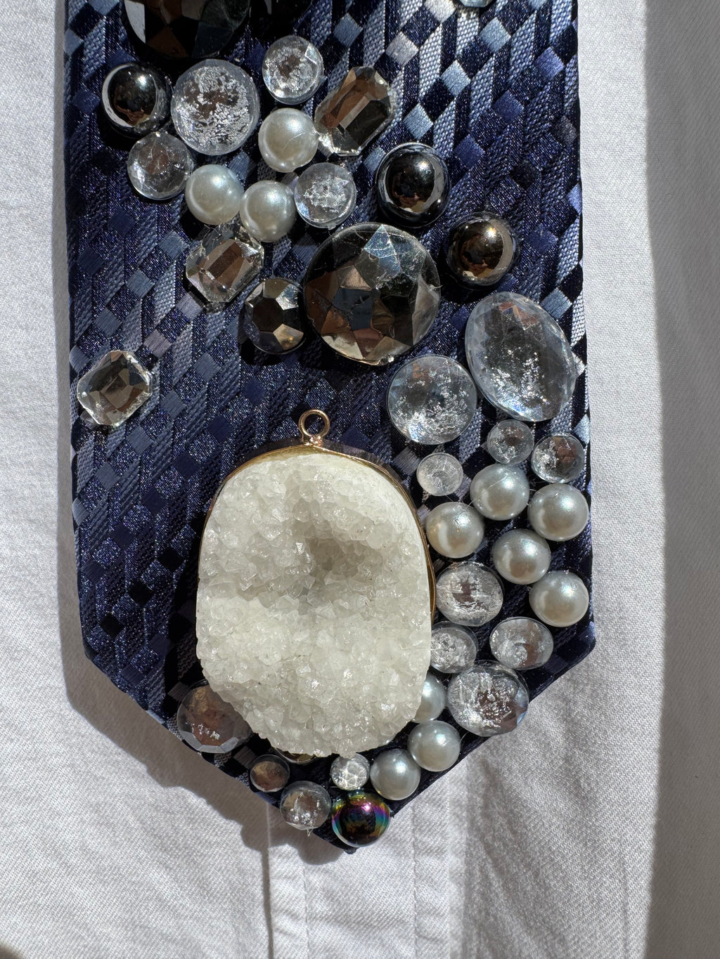 Navy Blue Alternative Swirl Salt Rock Nature Royalty Tie