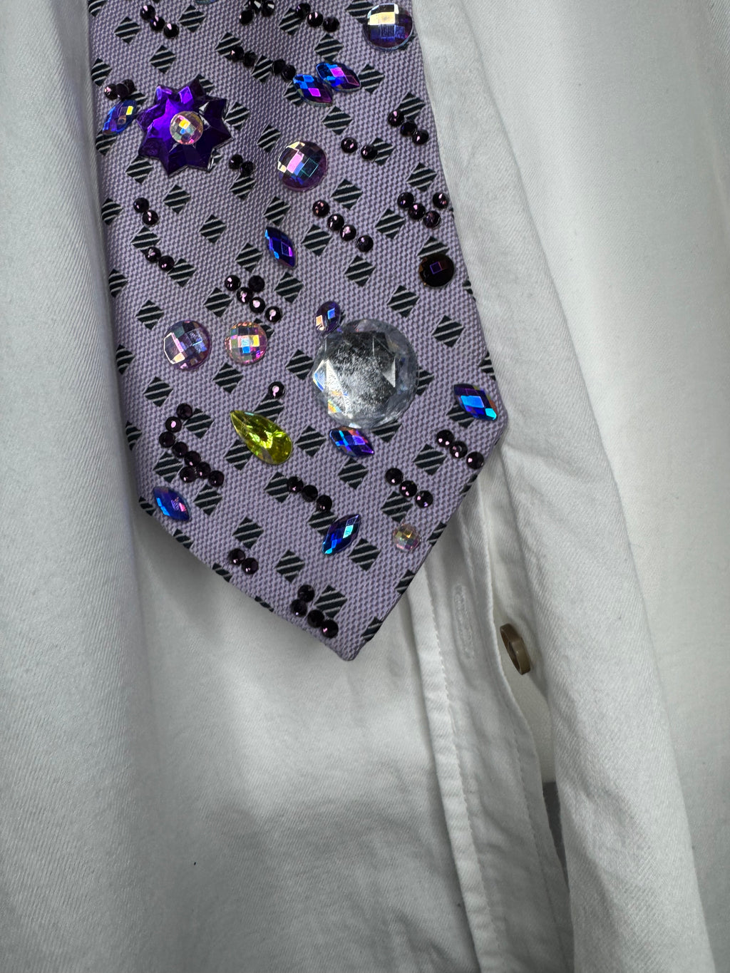 Purple Cat On Moon Jewel Space Royalty Tie