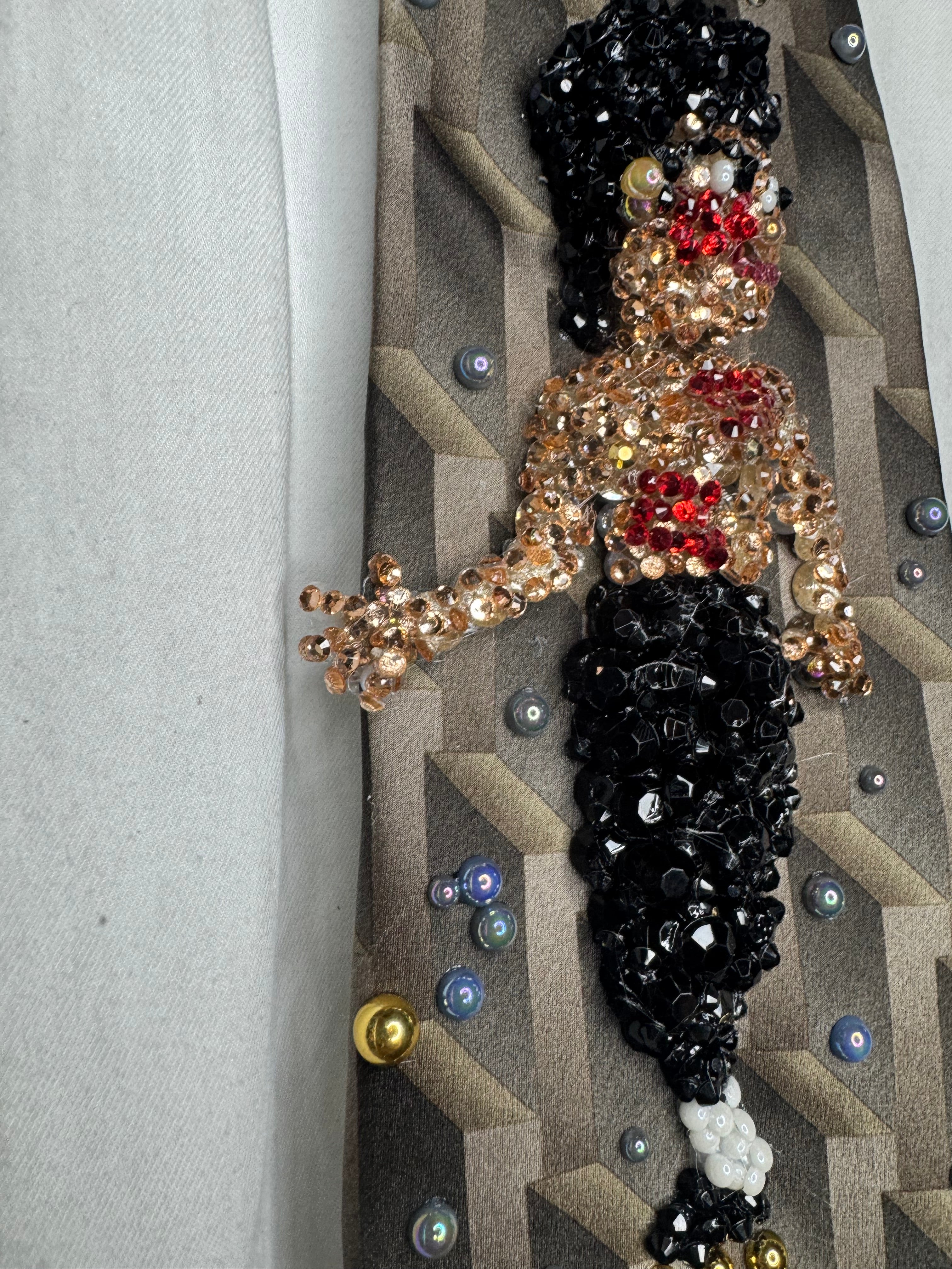 Brown Bruce Lee Fighting Wolverine Hand Enemy in Enter the Dragon Movie 1973 Tie