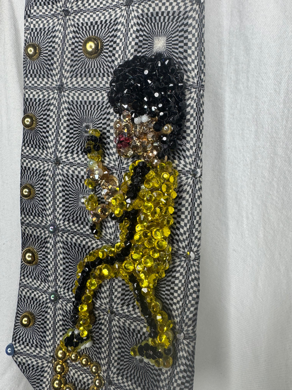 Grey Bruce Lee In Yellow Suit Fighting 1st Enemy in Tower Scene for Game of Death Movie Tie