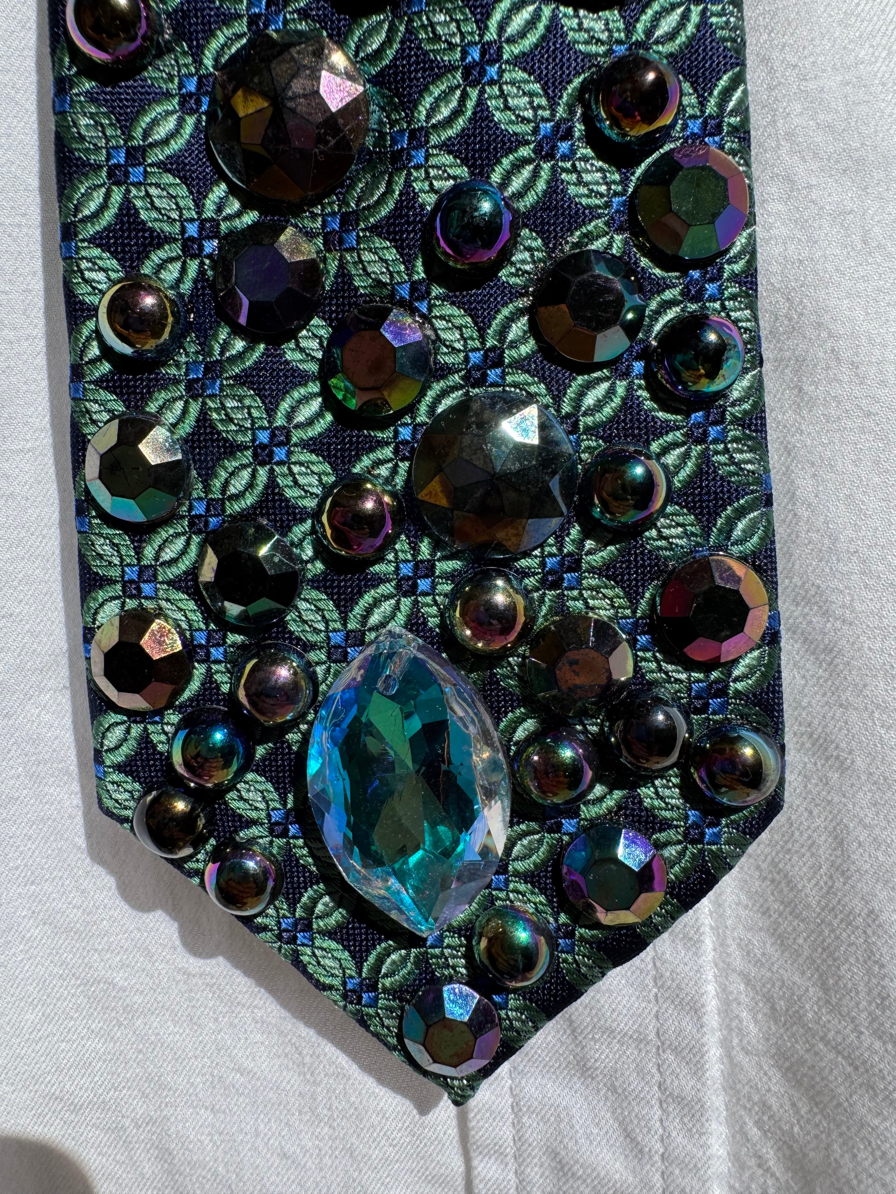 Turquoise Dark Iridescent Peacock Nature Royalty Tie
