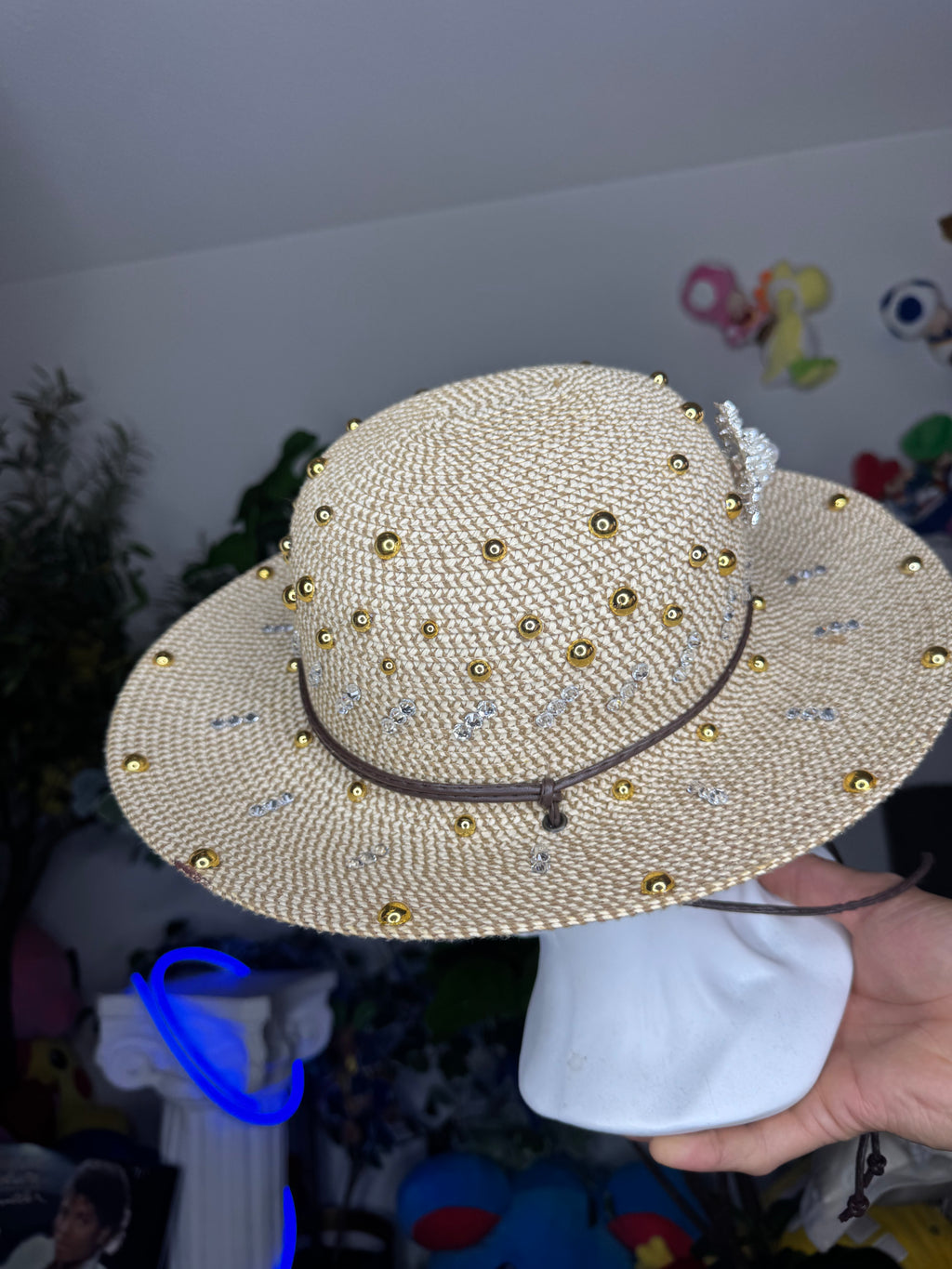 Beige Straw Breeze Wide Brim High Class Royalty Sun Hat