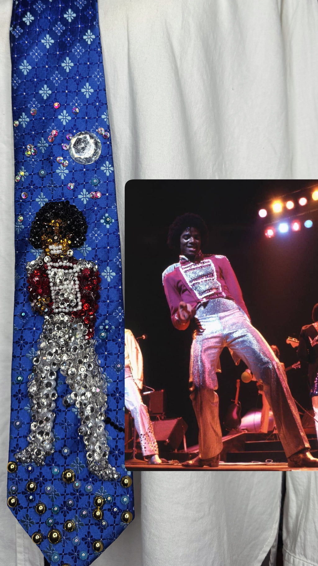 Blue Iridescent Teen Michael Jackson Performing “Show You The Way To Go” At Top of the Pops 1977 Jackson 5 Tie