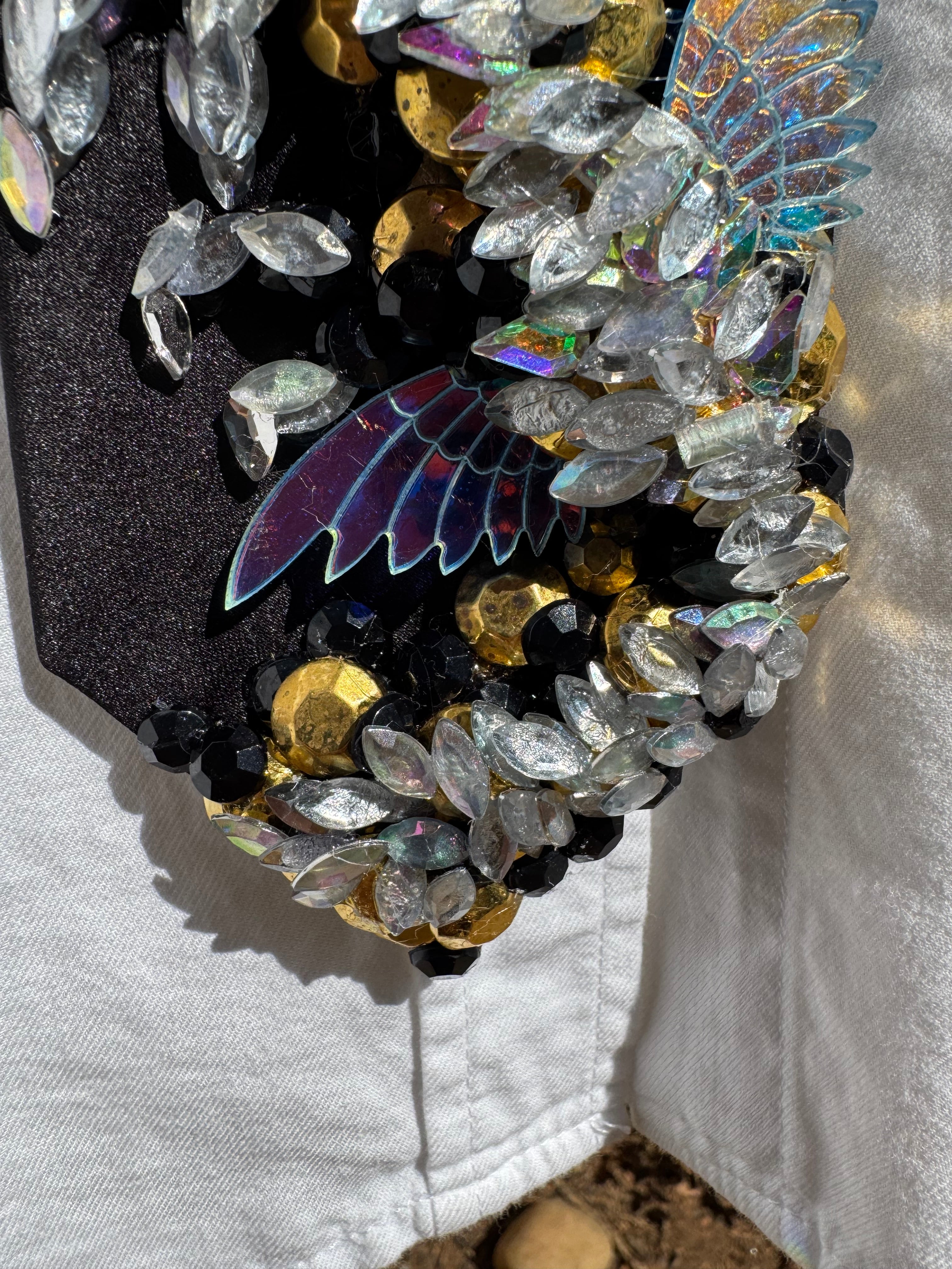 Black Colorful Dragon Spitting Iridescent Flames Tie