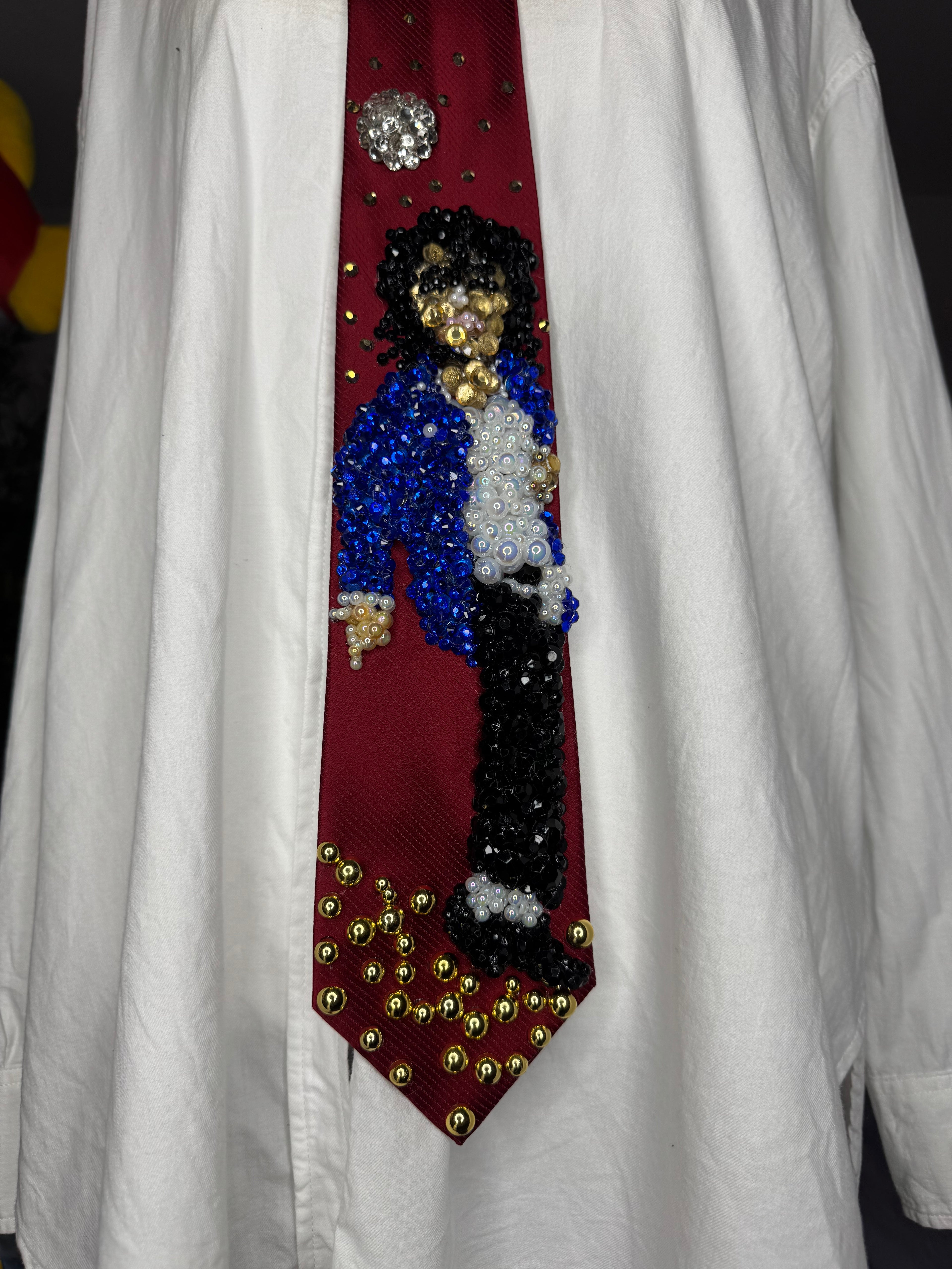 Red Michael Jackson Pointing Finger Down Pose To TWYMMF At Grammy Awards Tie