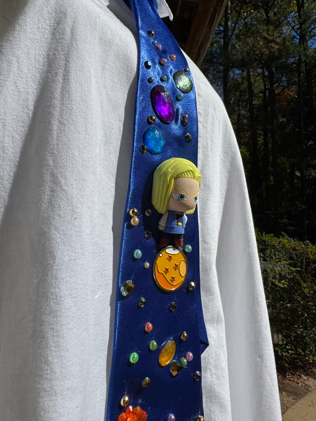 Blue Silk Android 18 Aura Farming on Dragon Ball DBZ Tie