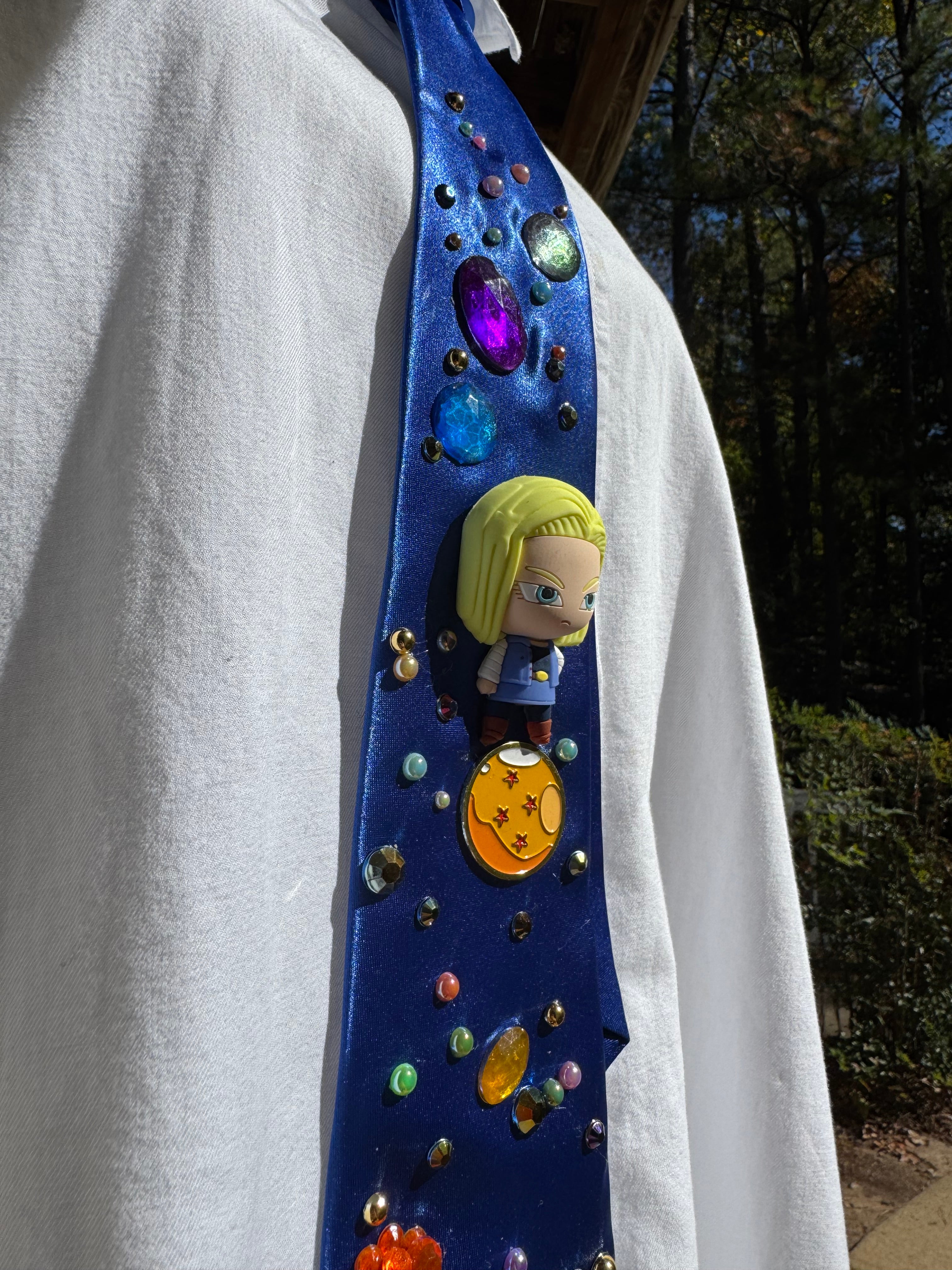 Blue Silk Android 18 Aura Farming on Dragon Ball DBZ Tie