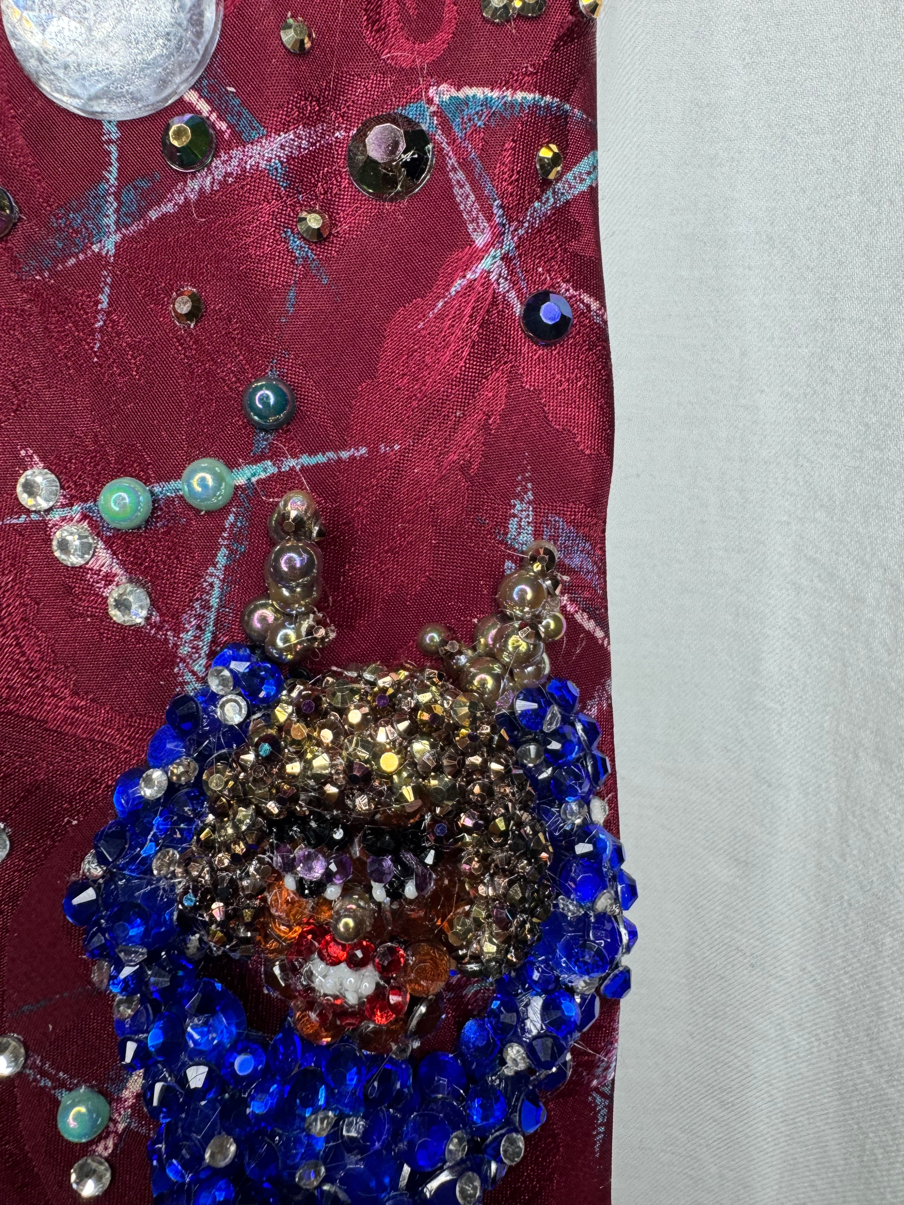Red Whitney Houston Happily Dancing in Deep Blue Rhinestoned Dress Performing Tie