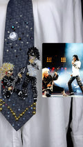 Light Navy Blue Michael Jackson & Jennifer Batten Rocking Out to Dirty Diana Live Wembly Concert Bad Tour 1988 Tie