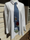Sky Blue Snoopy and Woodstock Walking Cartoon Tie