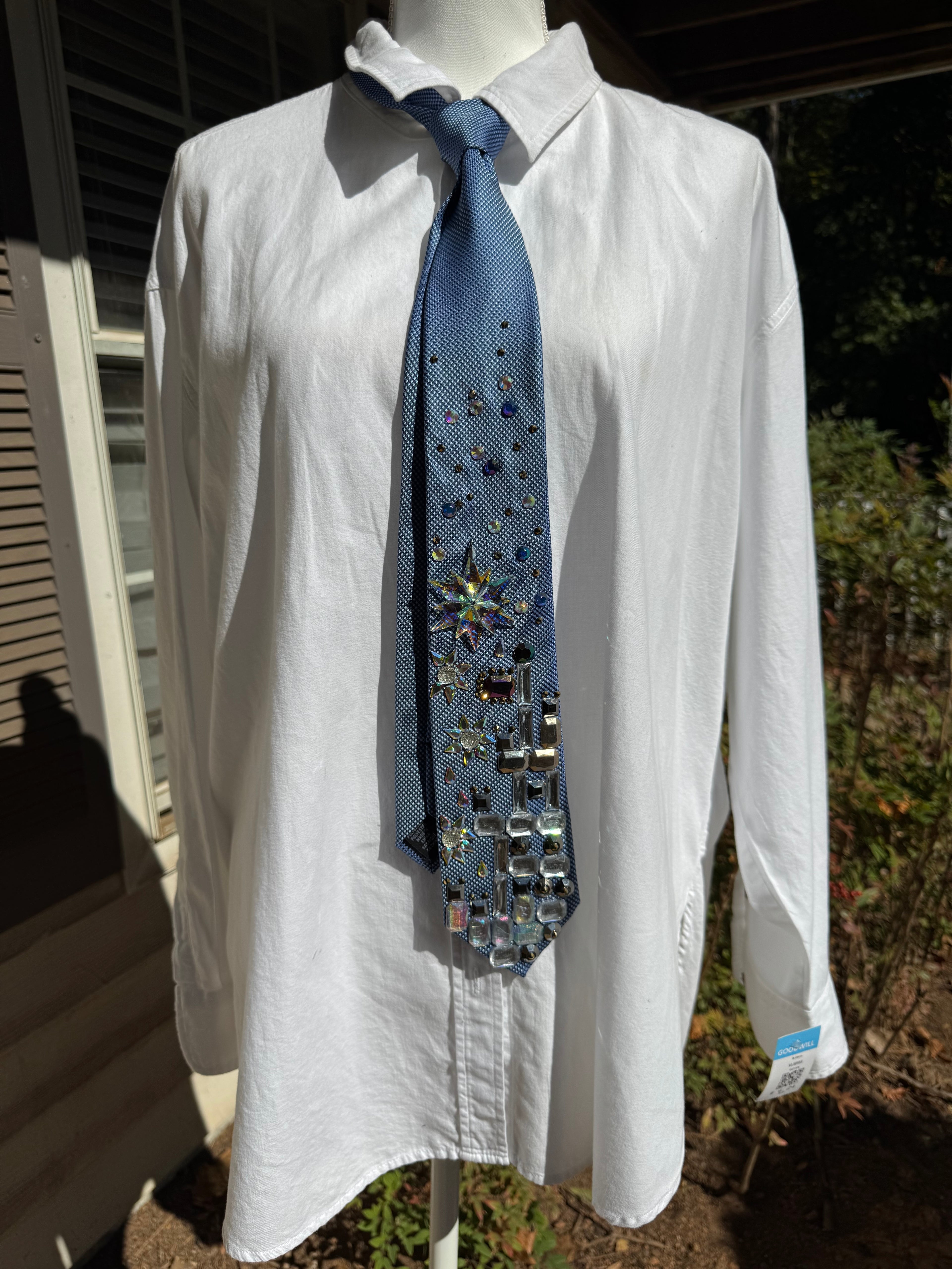 Blue Tall Glass Ice Castle in the Wintertime Royalty Tie